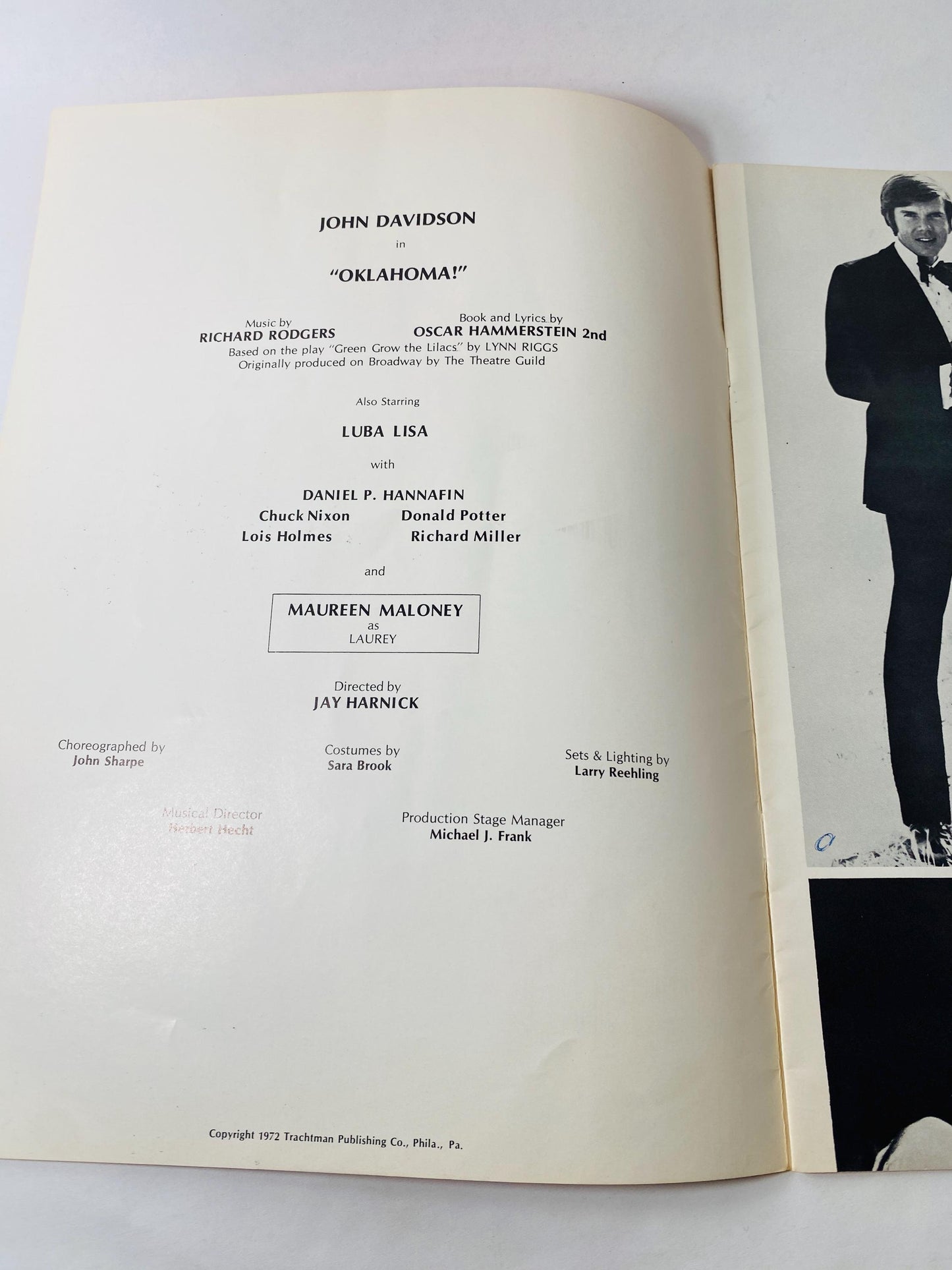 1972 Oklahoma! John Davidson SIGNED Souvenir Program Autograph Rodgers Hammerstein Vintage Musical Theater Broadway Memorabilia
