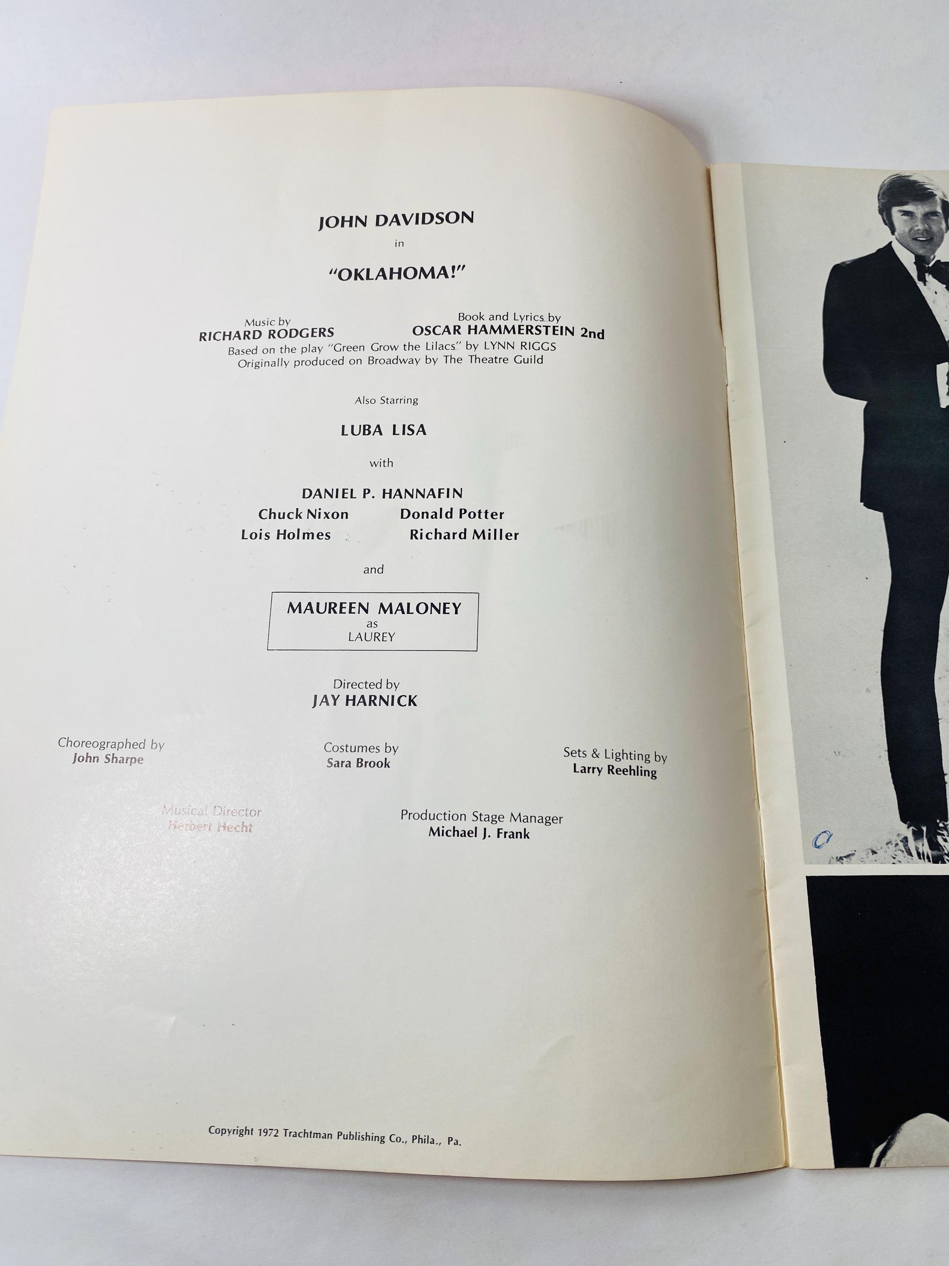 1972 Oklahoma! John Davidson SIGNED Souvenir Program Autograph Rodgers Hammerstein Vintage Musical Theater Broadway Memorabilia