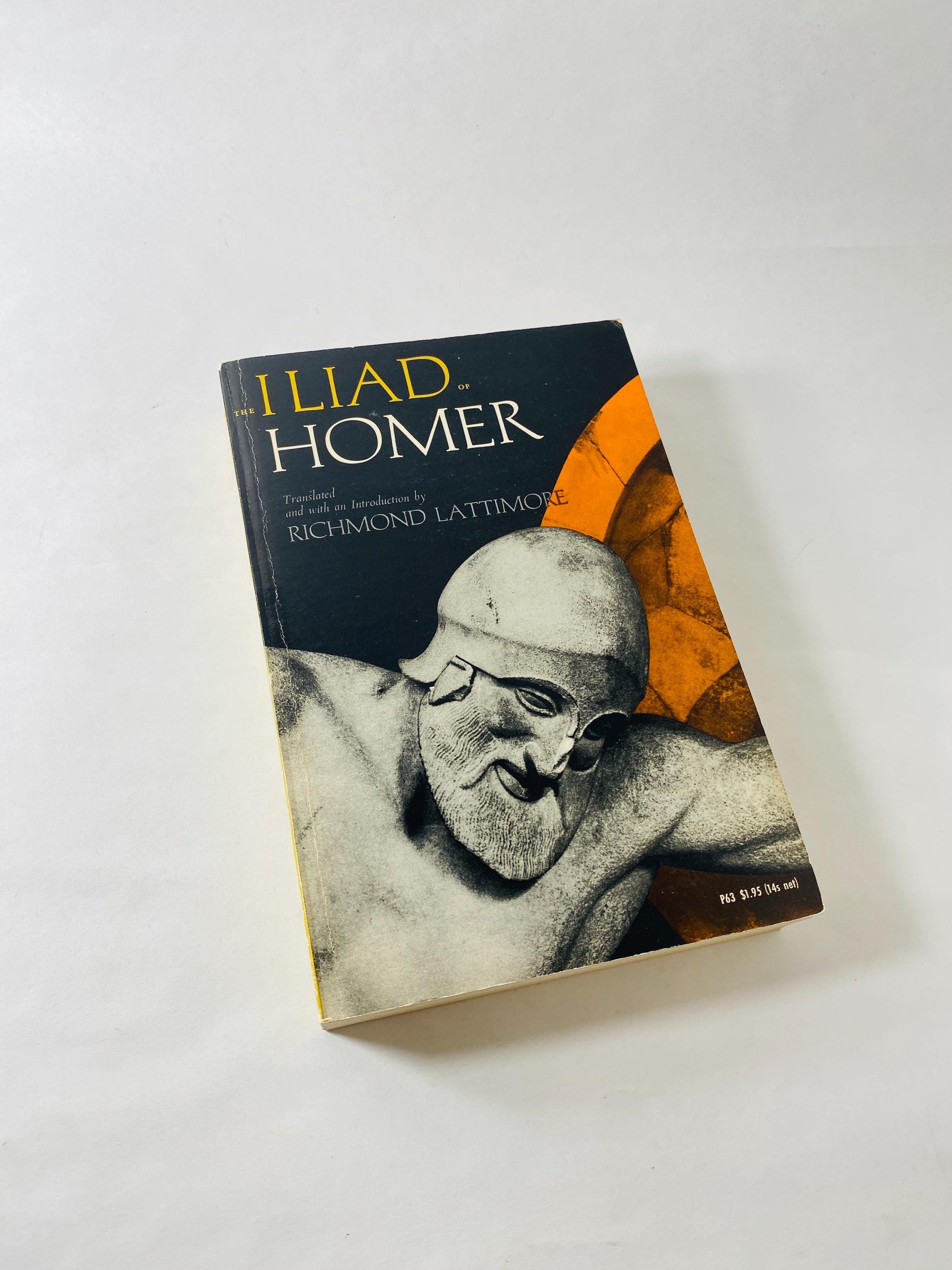 Iliad by Homer vintage paperback book circa 1961 University of Chicago edition Book lover gift. Mythology philosophy