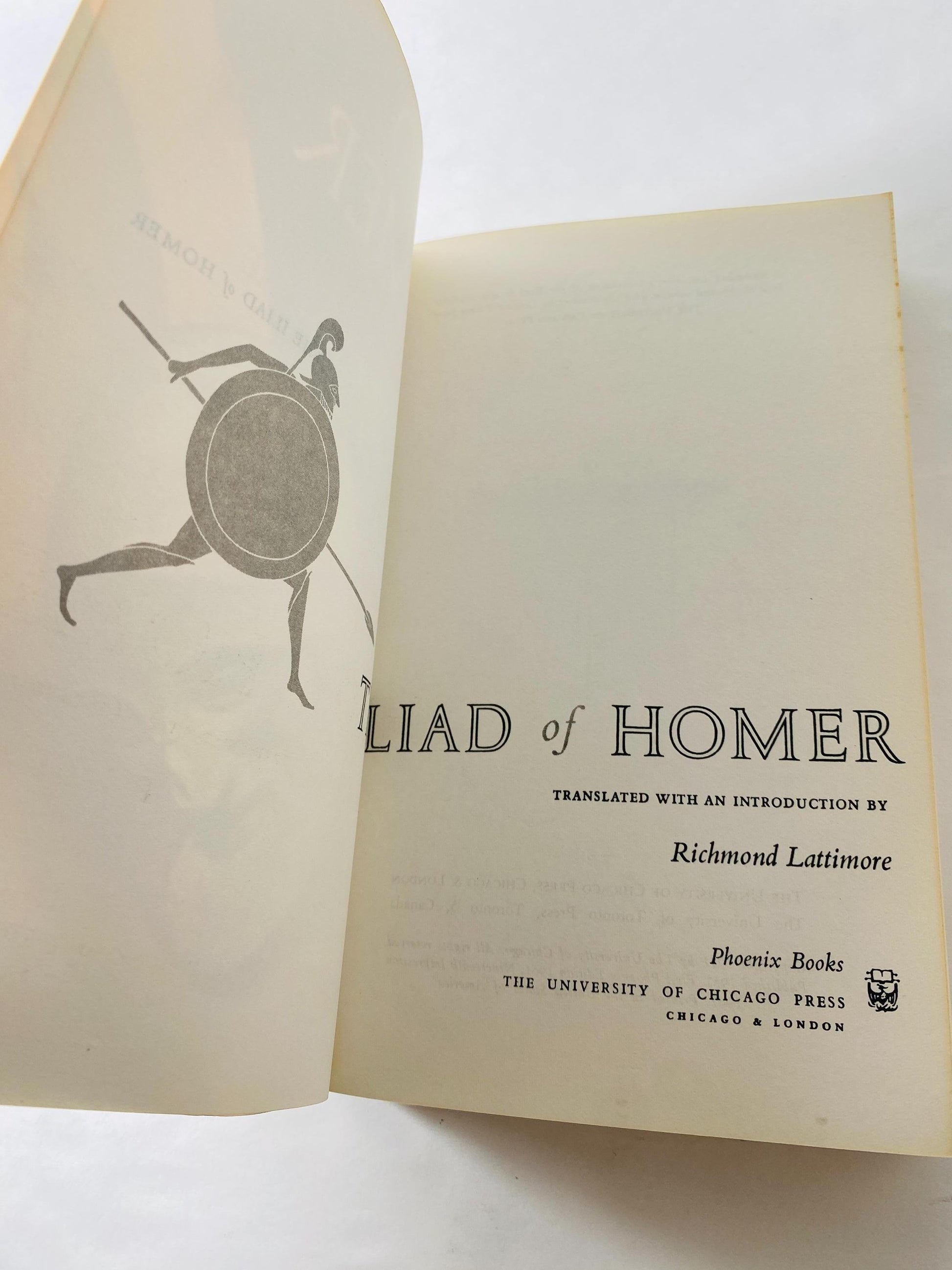 Iliad by Homer vintage paperback book circa 1961 University of Chicago edition Book lover gift. Mythology philosophy