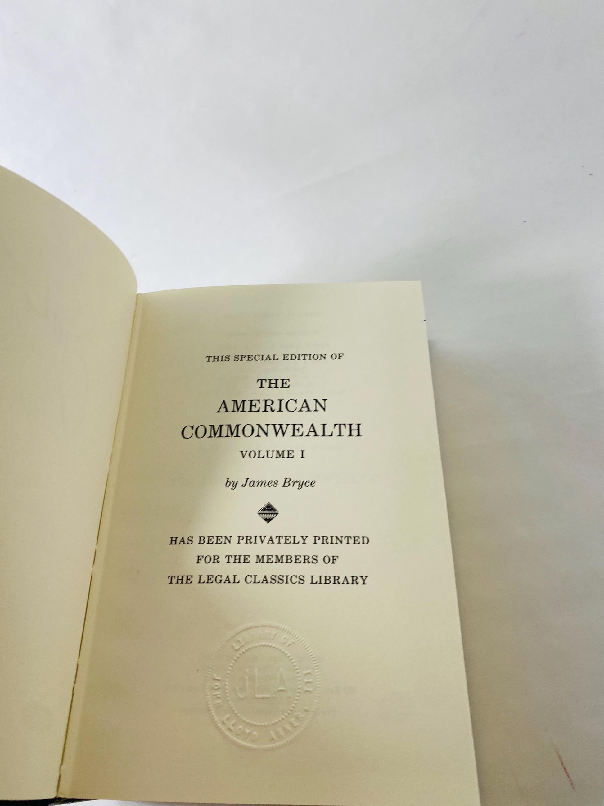 1987 American Commonwealth vintage 2 Volume Set by James Bryce Leather Gilt Law Constitutional History government philosophy attorney gift