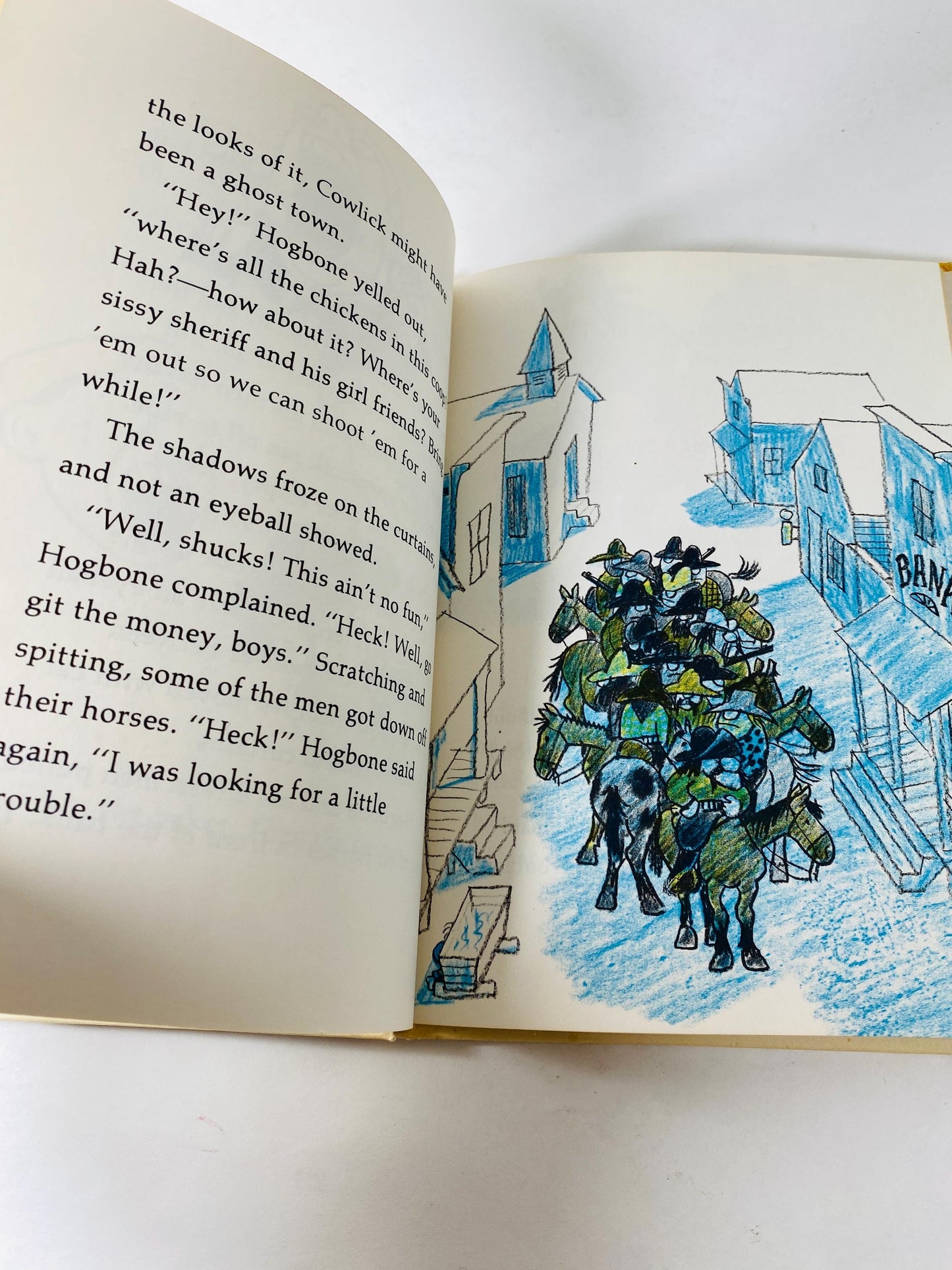 1974 Contests at Cowlick Vintage children's book about saving the town from a gang of outlaws