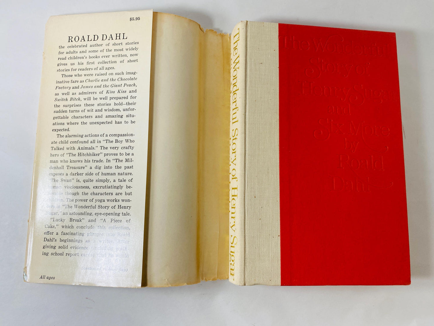 1977 FIRST EDITION vintage book by Roald Dahl Henry Sugar and Six More, First Printing Hardcover with Dust Jacket, Vintage Short Stories