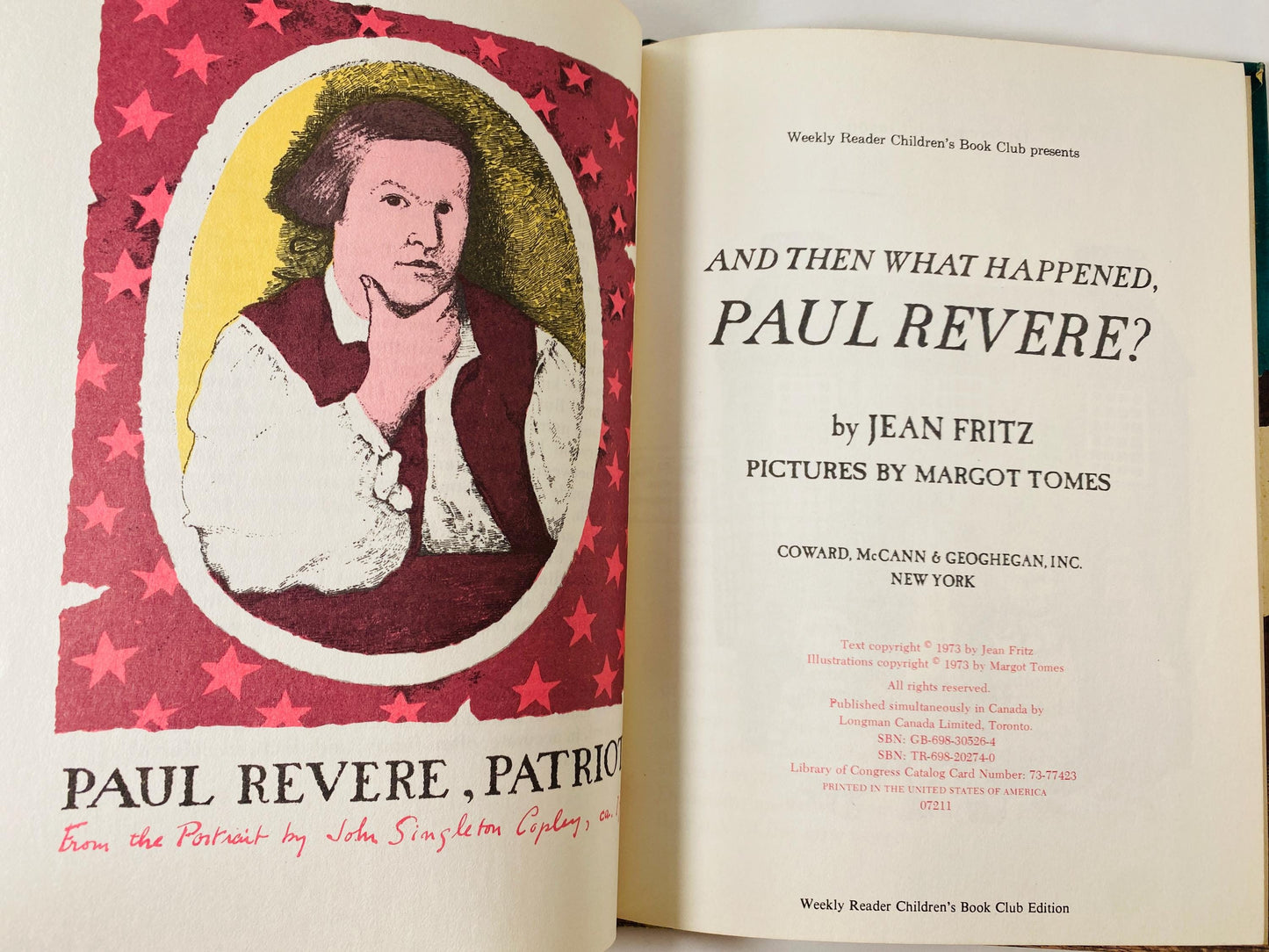 Vintage I Can Read Book, And Then What Happened Paul Revere? Jean Fritz, 1960s Weekly Reader I Can Read America USA