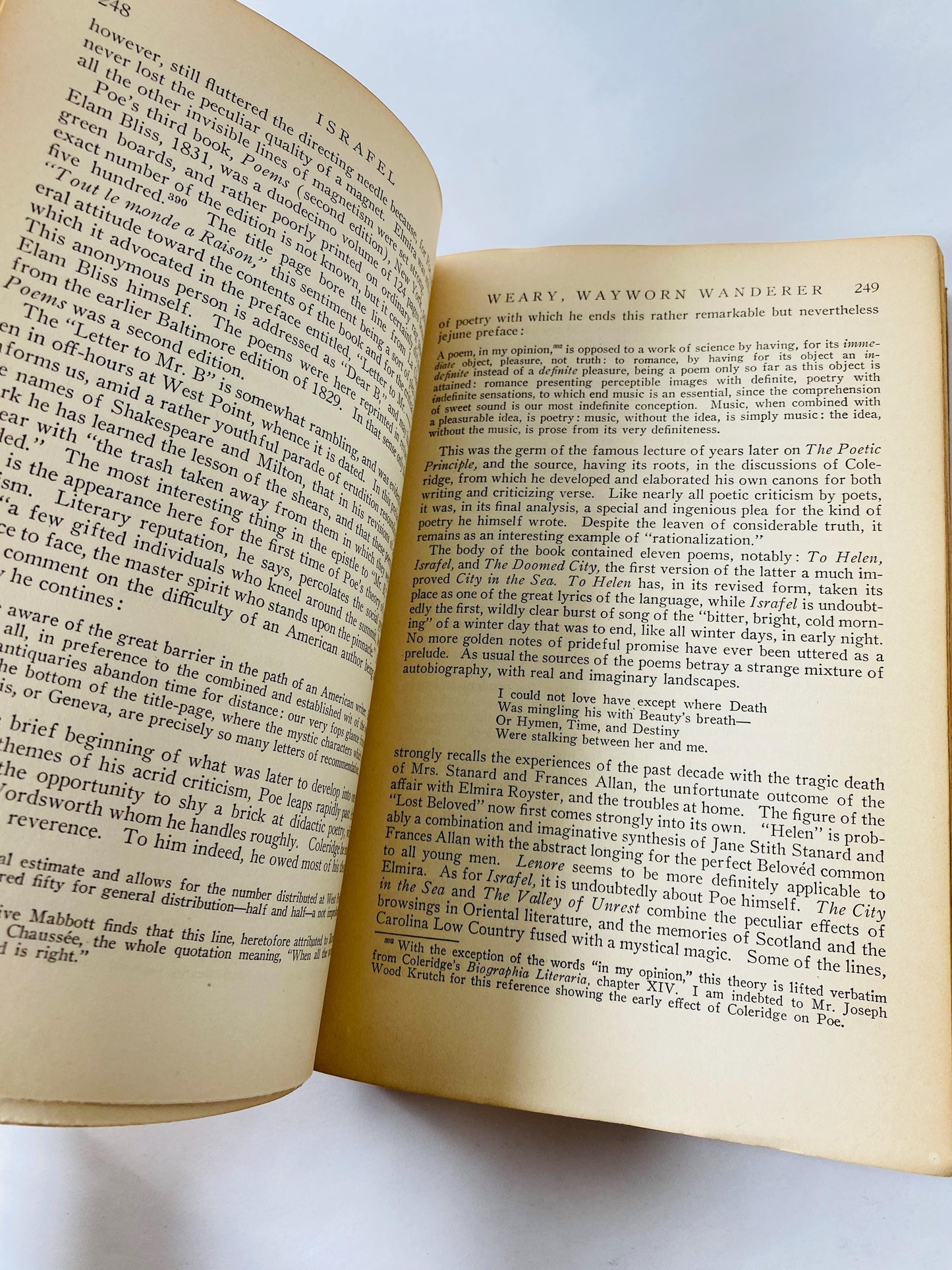1934 Edgar Allan Poe vintage Israfel book by Hervey Allen Farrar & Rinehart edition