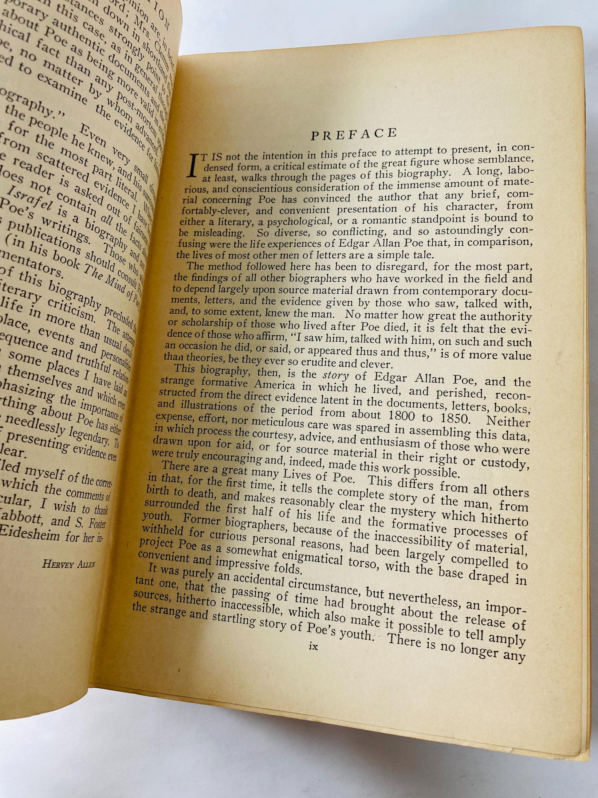 1934 Edgar Allan Poe vintage Israfel book by Hervey Allen Farrar & Rinehart edition