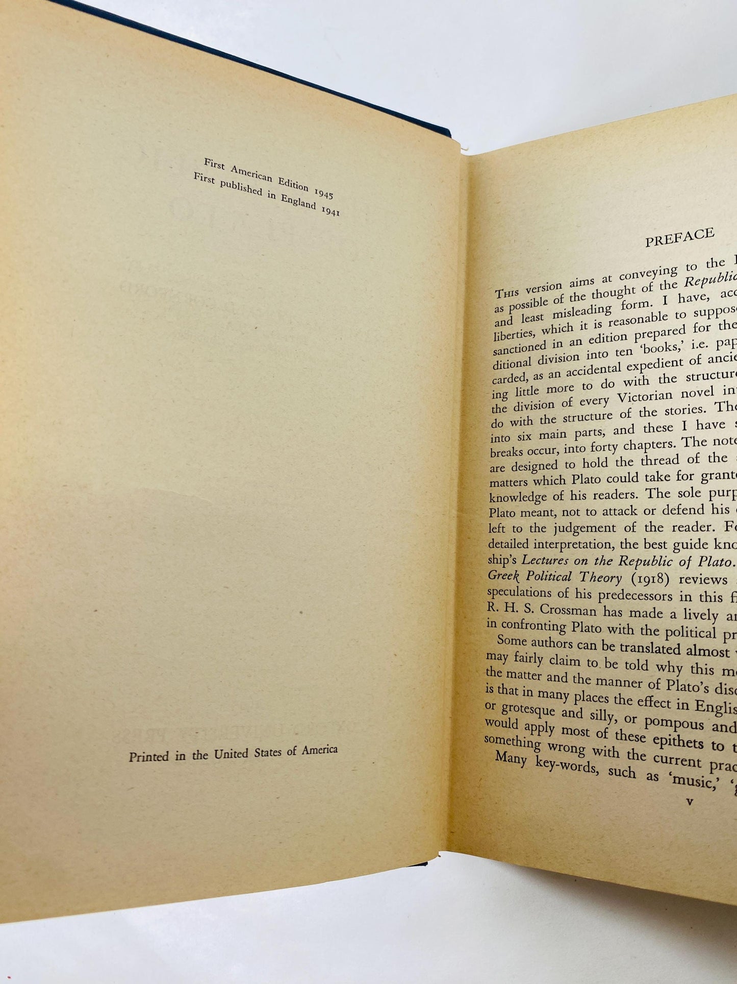 1945 Republic of Plato Oxford University Press Socrates Greek Philosopher