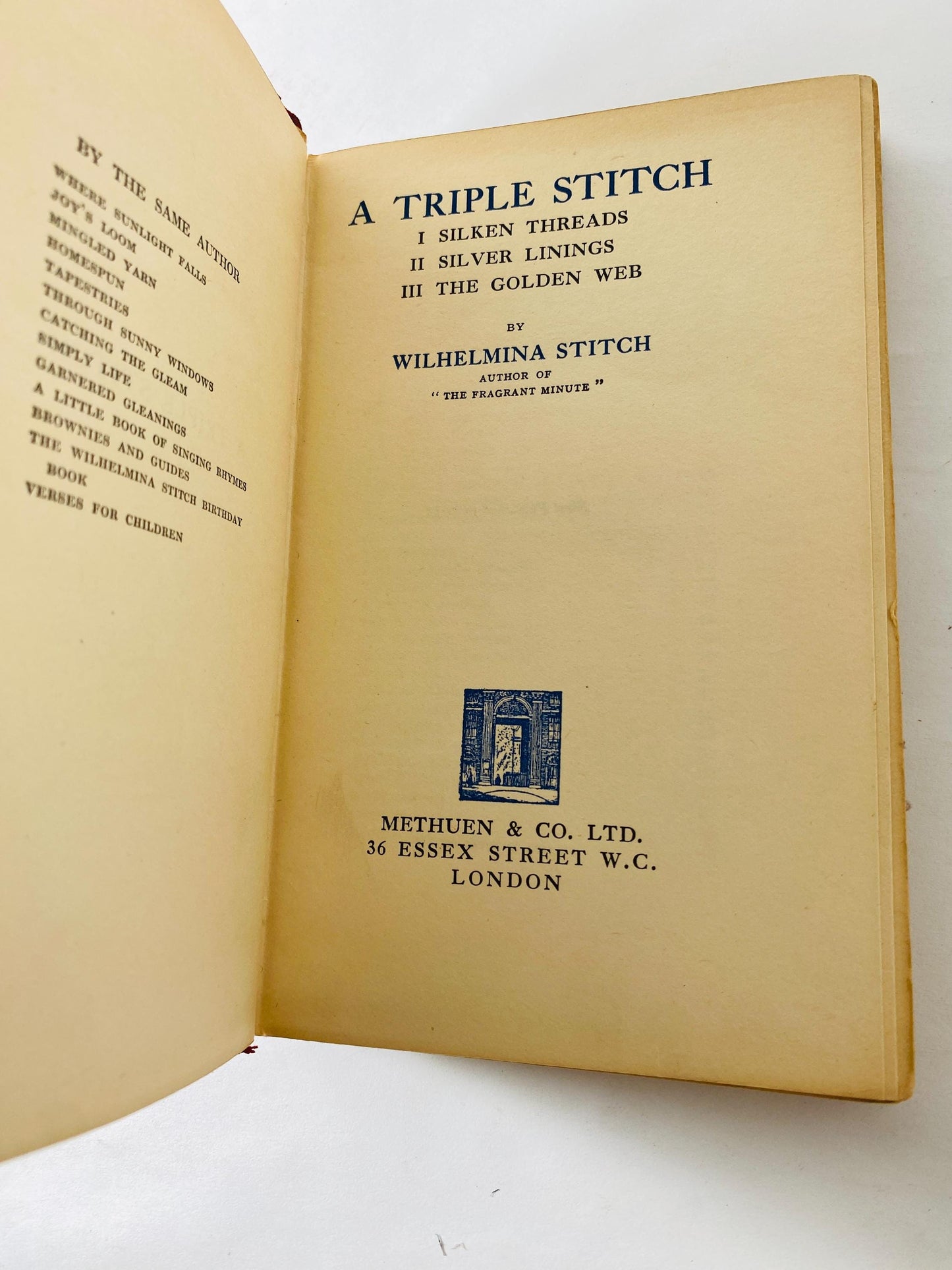 1933 Triple Stitch Wilhelmina Stitch First Edition Vintage Poetry Book Methuen London with beautiful red leather binding