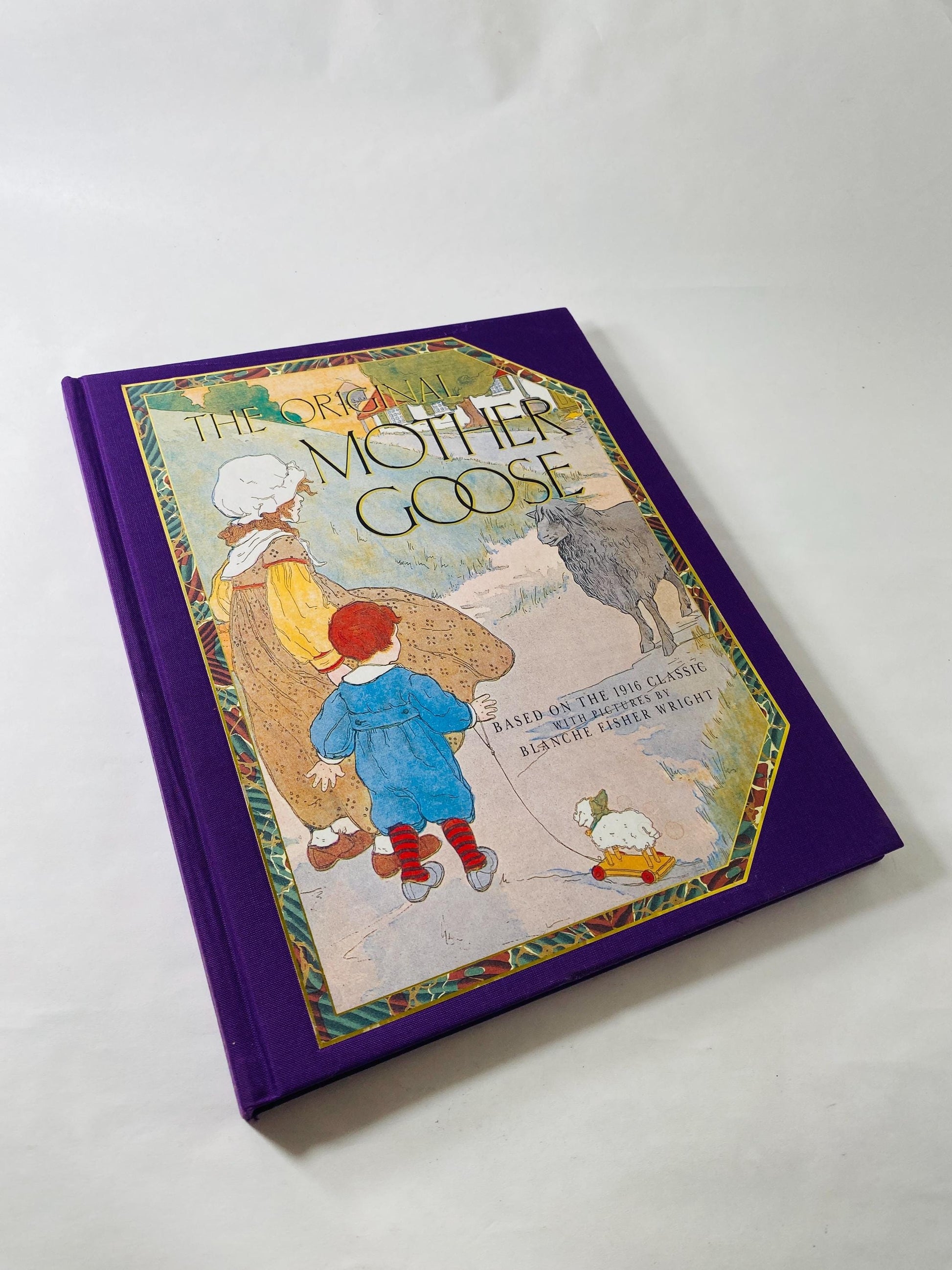 Real Mother Goose LARGE vintage book illustrated circa 1992 by Blanche Fisher Wright children's Fairy Tales Bedtime stories porch
