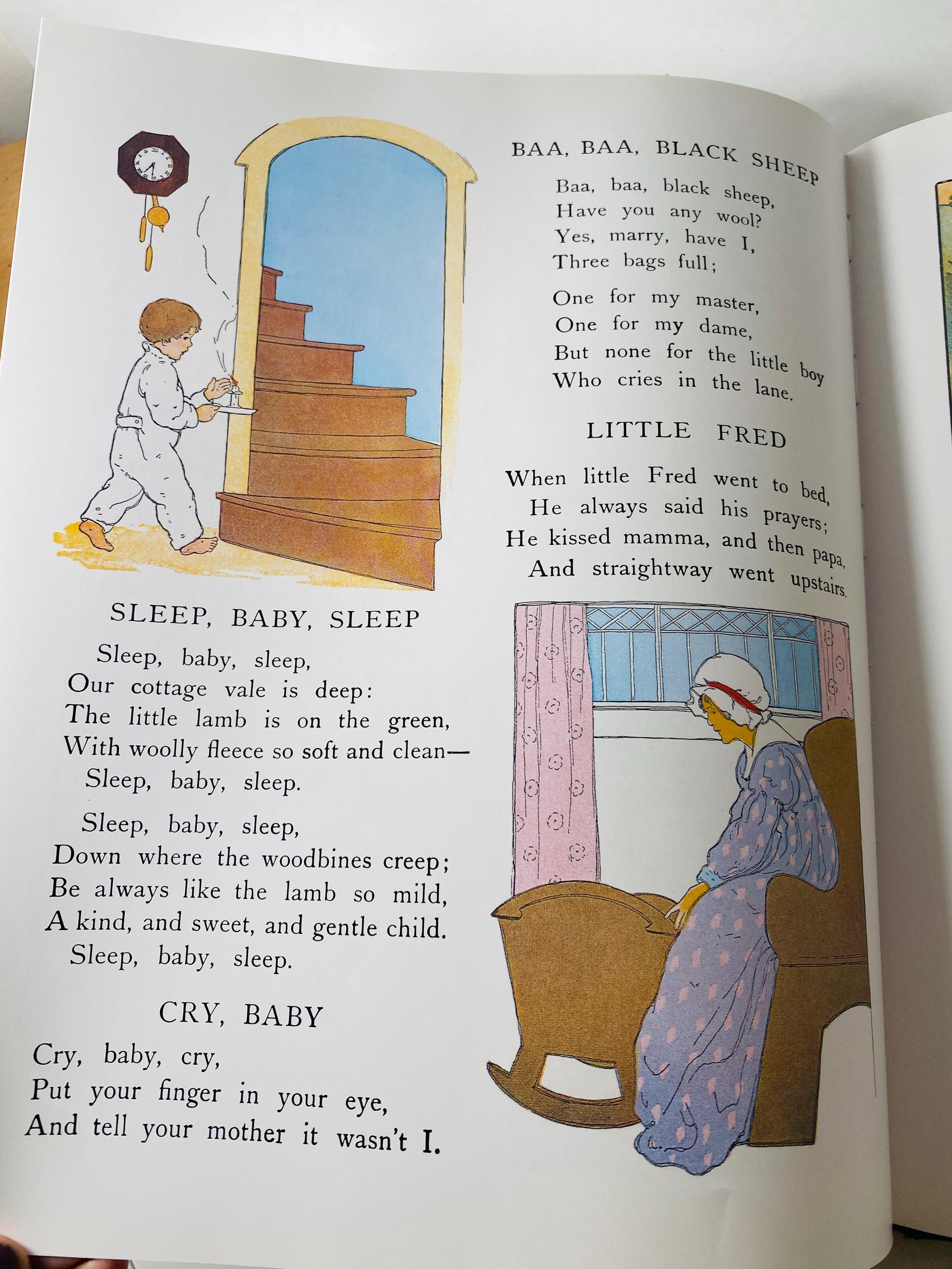 Real Mother Goose LARGE vintage book illustrated circa 1992 by Blanche Fisher Wright children's Fairy Tales Bedtime stories porch