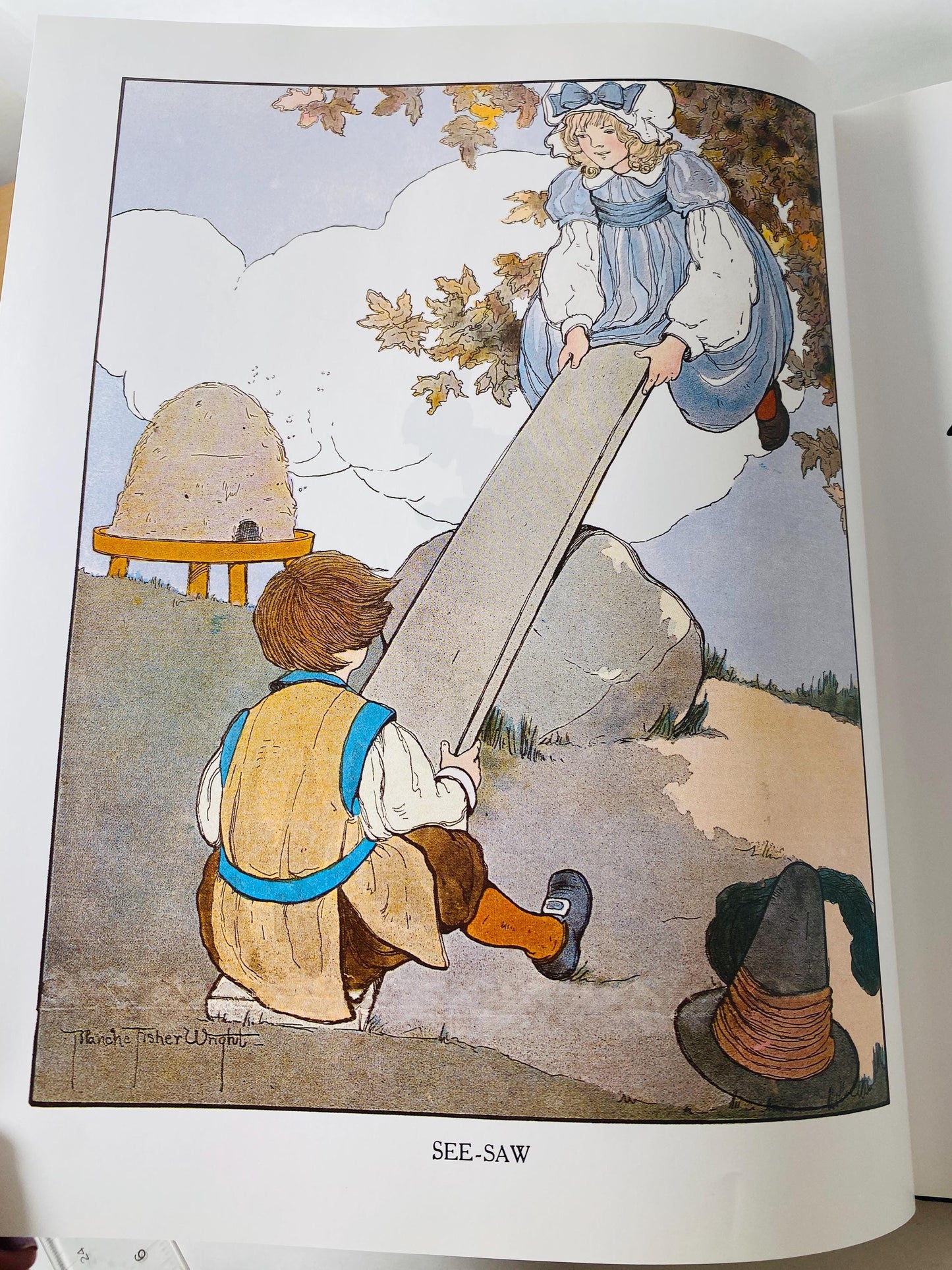 Real Mother Goose LARGE vintage book illustrated circa 1992 by Blanche Fisher Wright children's Fairy Tales Bedtime stories porch