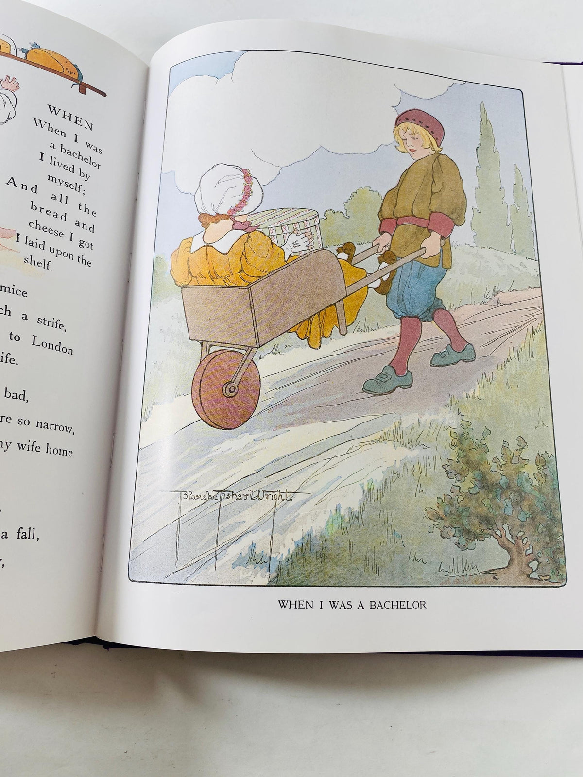 Real Mother Goose LARGE vintage book illustrated circa 1992 by Blanche Fisher Wright children's Fairy Tales Bedtime stories porch
