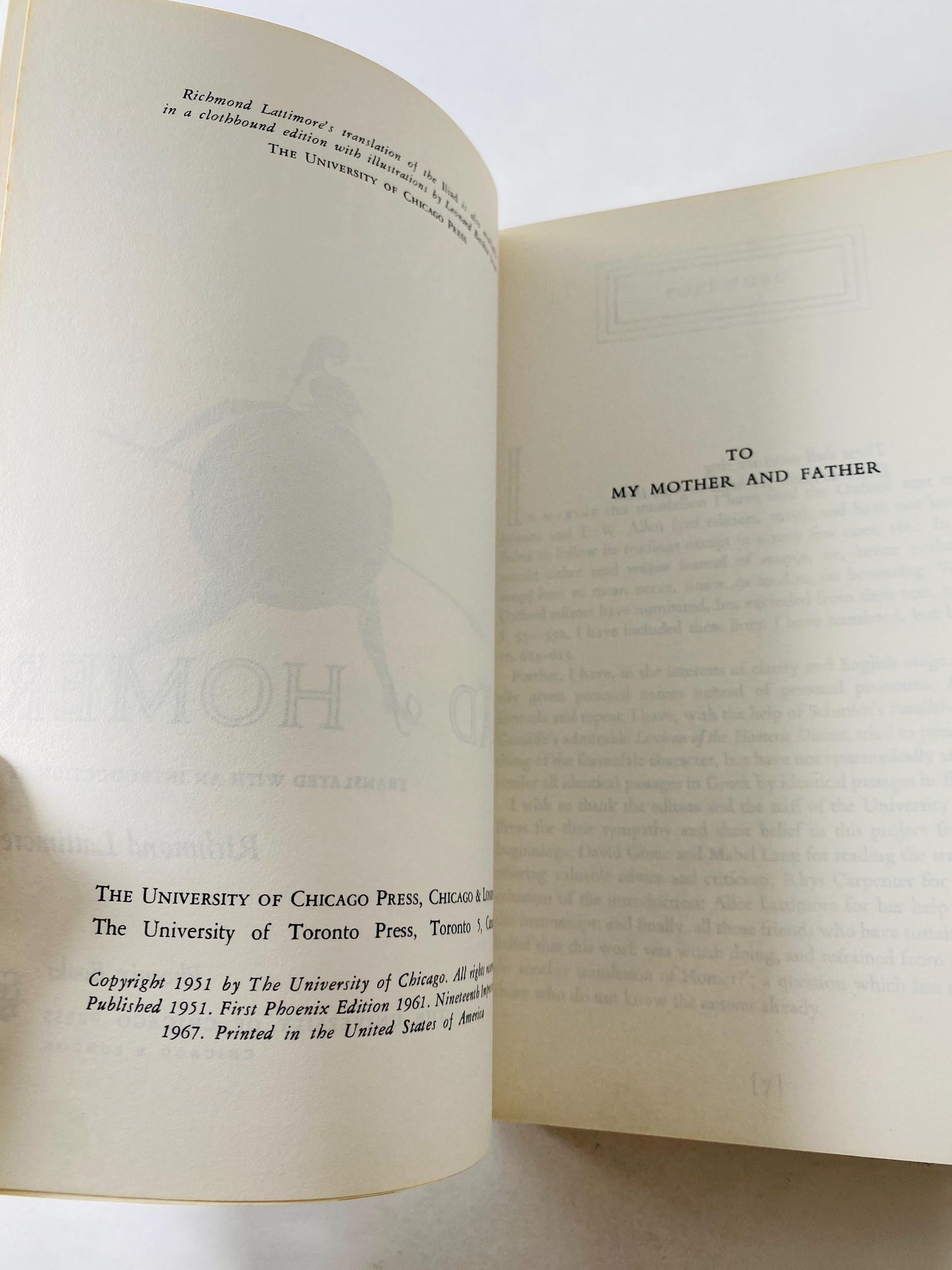 Iliad by Homer vintage paperback book circa 1961 University of Chicago edition Book lover gift. Mythology philosophy