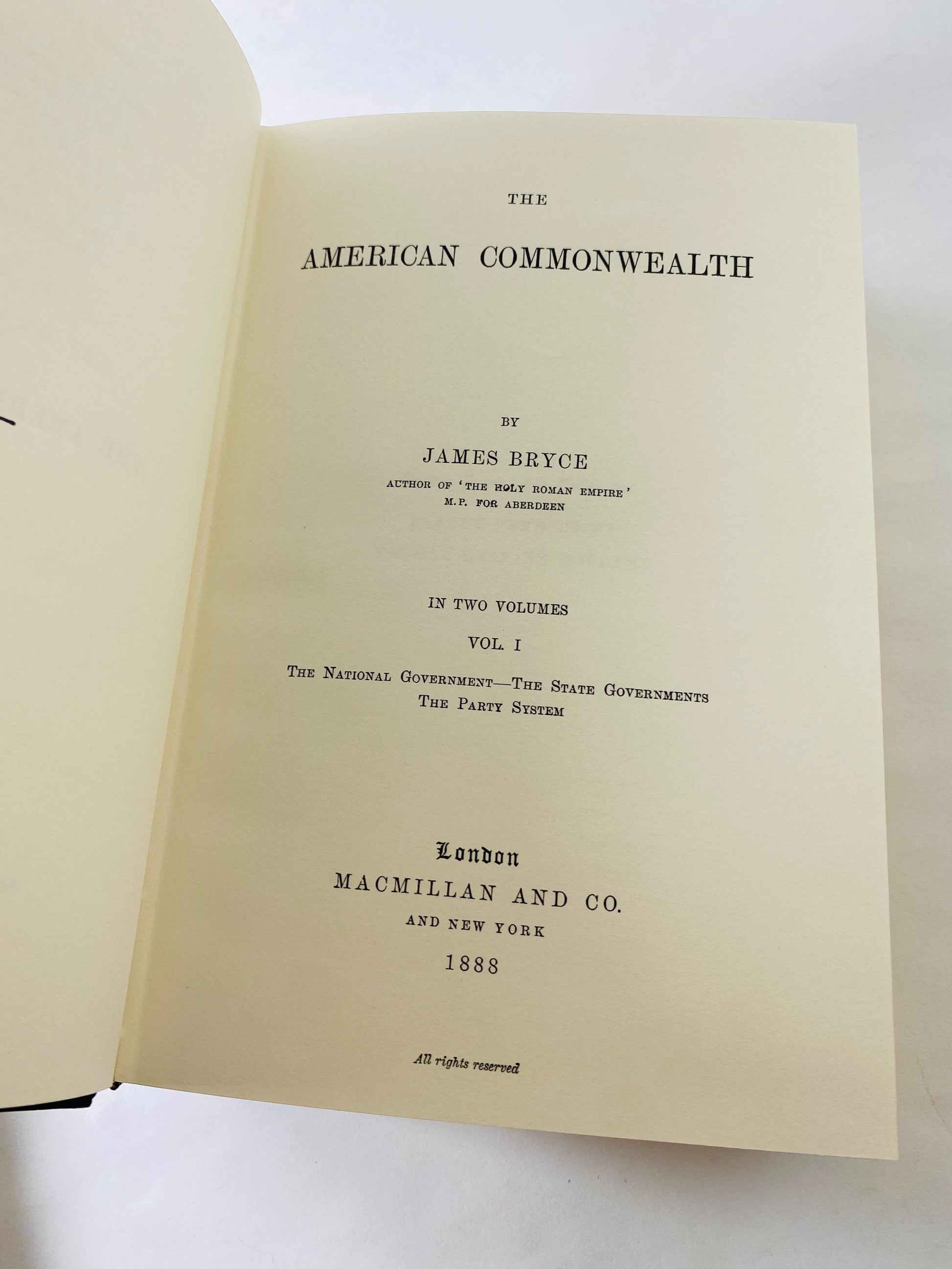 1987 American Commonwealth vintage 2 Volume Set by James Bryce Leather Gilt Law Constitutional History government philosophy attorney gift