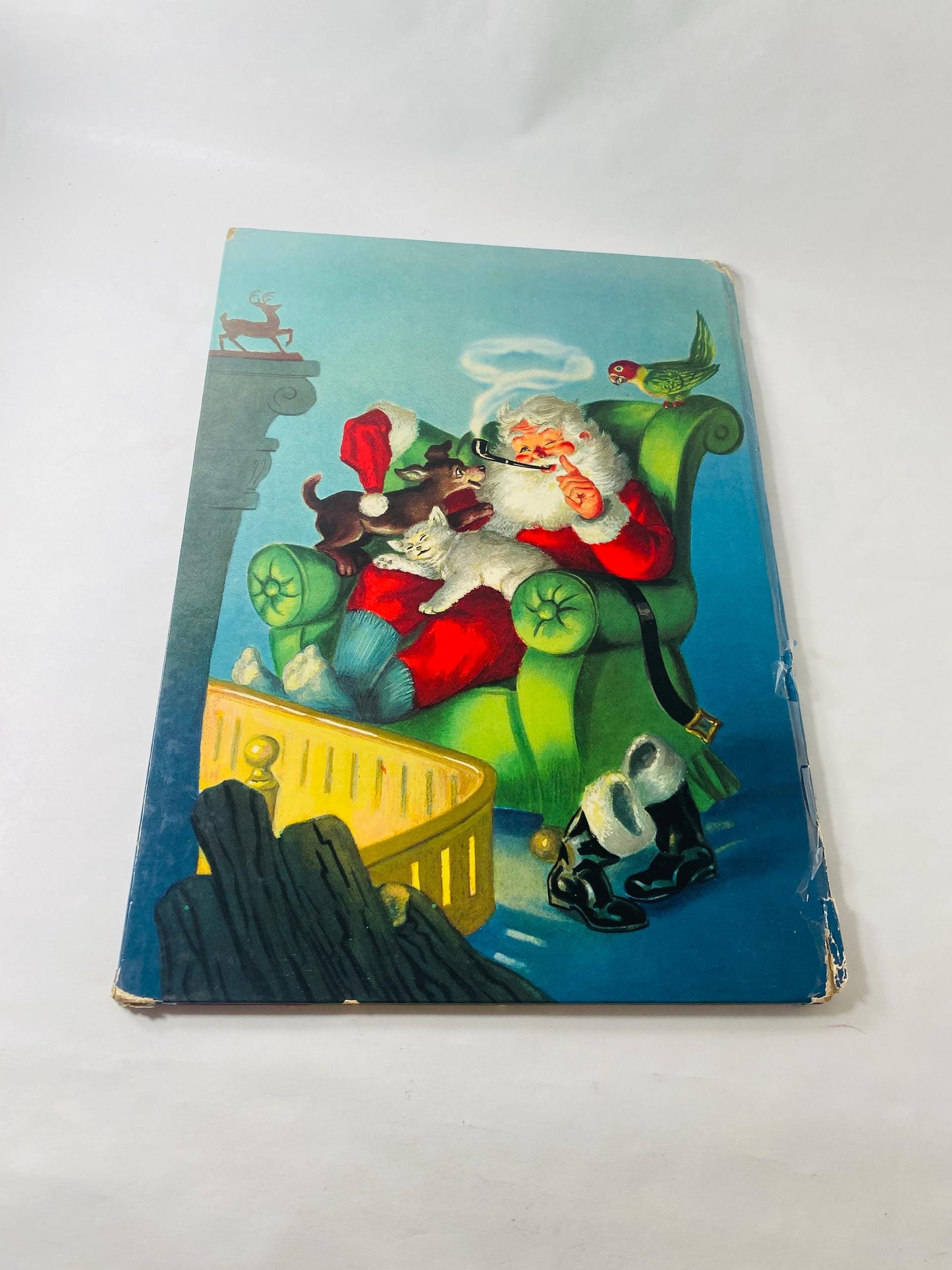 1957 Night Before Christmas by Clement C Moore FIRST PRINTING Vintage Big Golden Book scalloped edges Whitman illustrated Beautiful gift