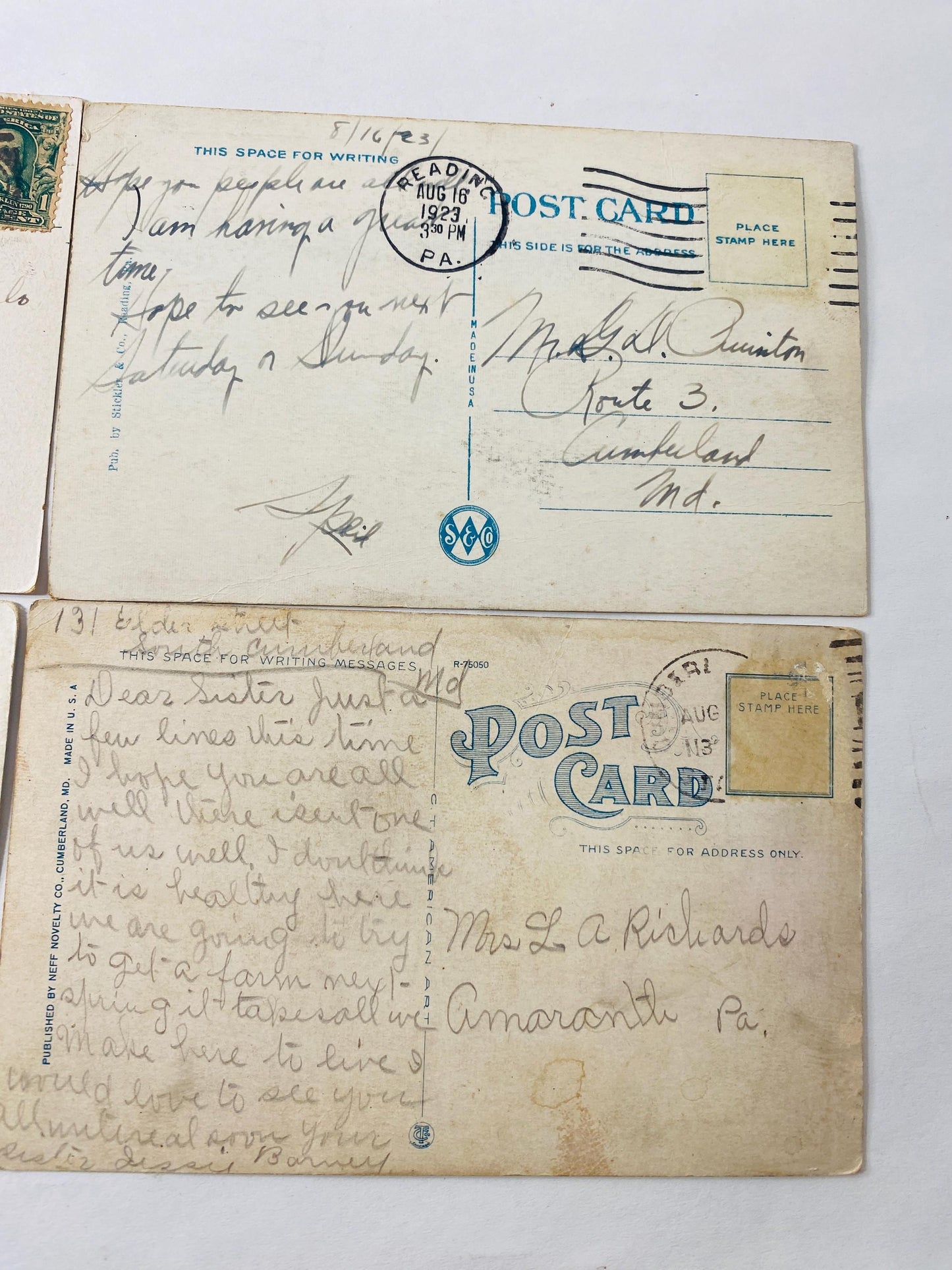 Lot 4 Antique Pennsylvania Maryland Postcards 1920s Baltimore Cumberland Pittsburgh Reading PA Vintage Carnegie Library in Schenley Park