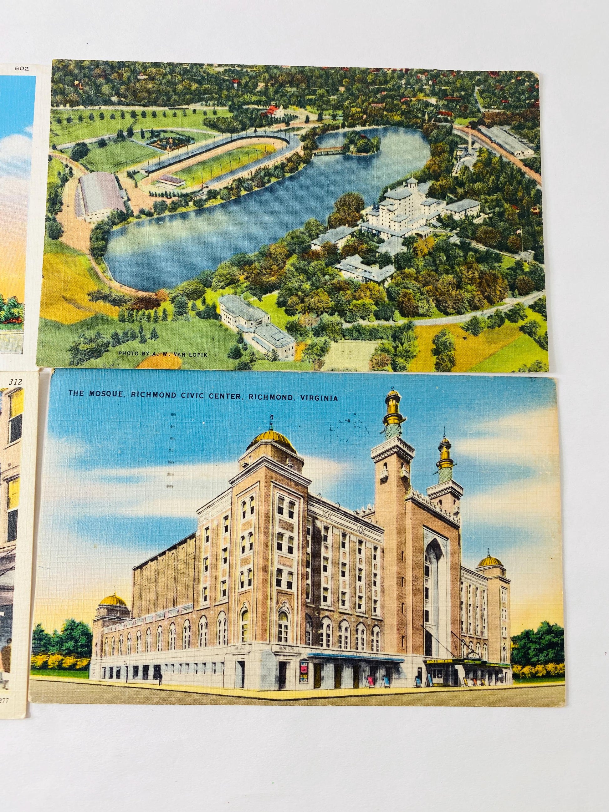 Lot of 4 Vintage Linen Postcards California Colorado Tennessee Virginia Travel Architecture Mission Santa Clara University of Santa Clara