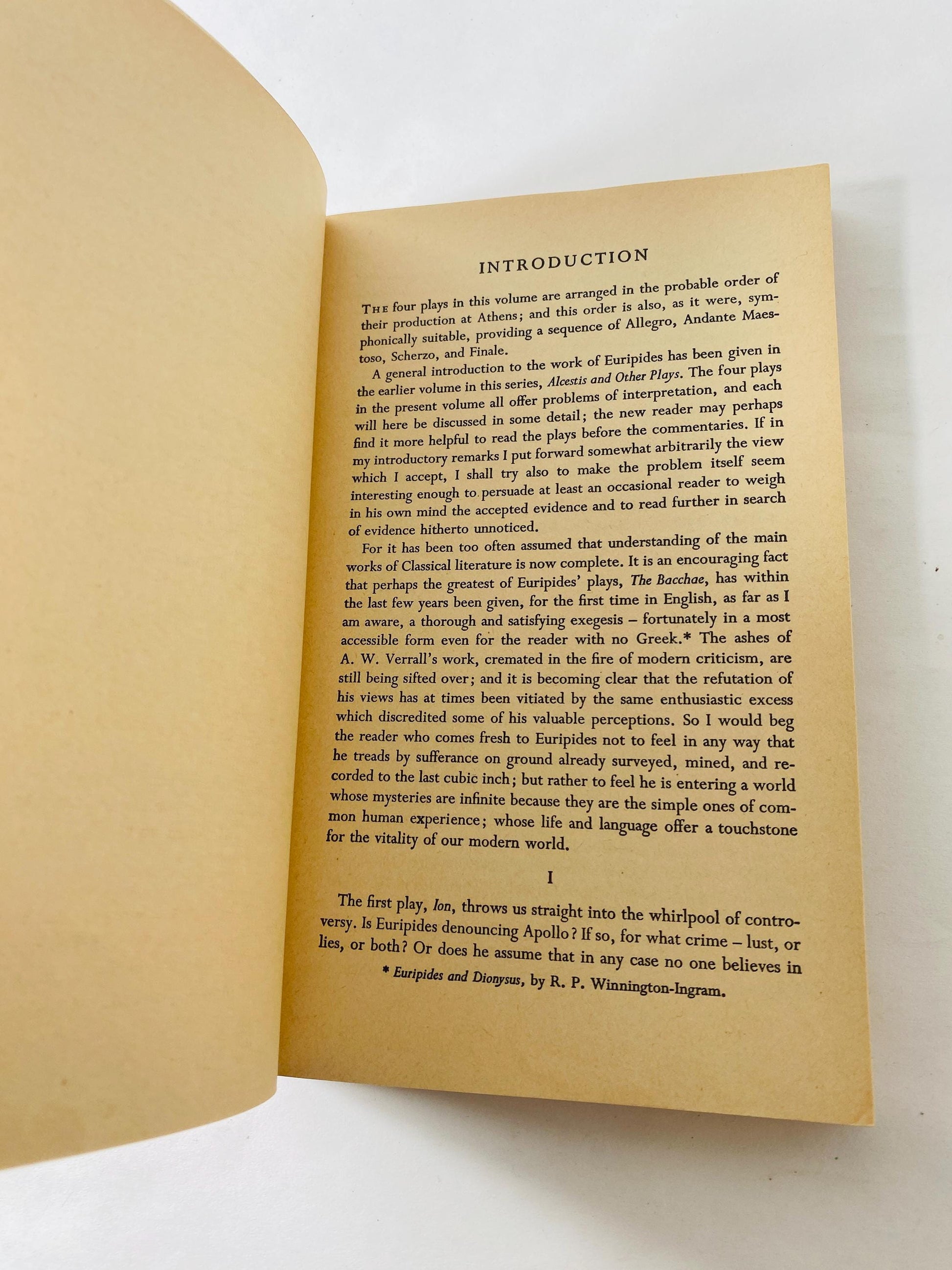 Euripides Vintage philosophy Penguin paperback book Bacchae and Other Plays circa 1970 gift literature shelfie