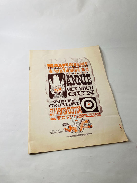 1973 Irving Berlin Annie Get Your Gun Souvenir Program featuring Barbara Eden, John Bennett Perry & Sandra Peabody Vintage Musical Theatre
