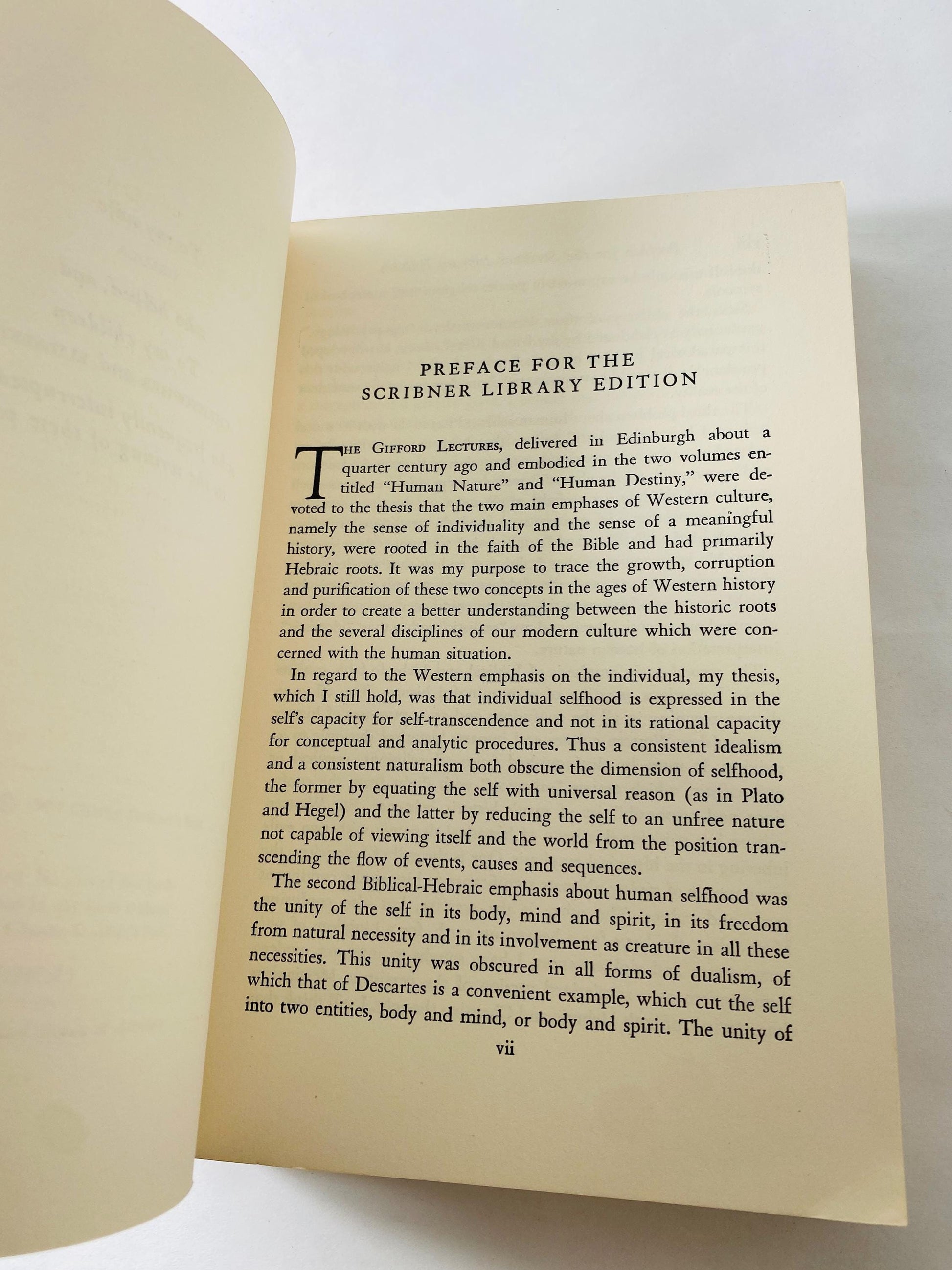 Nature and Destiny of Man Vintage paperback book circa 1964 by Reinhold Niebuhr. Scribner American Christian realism