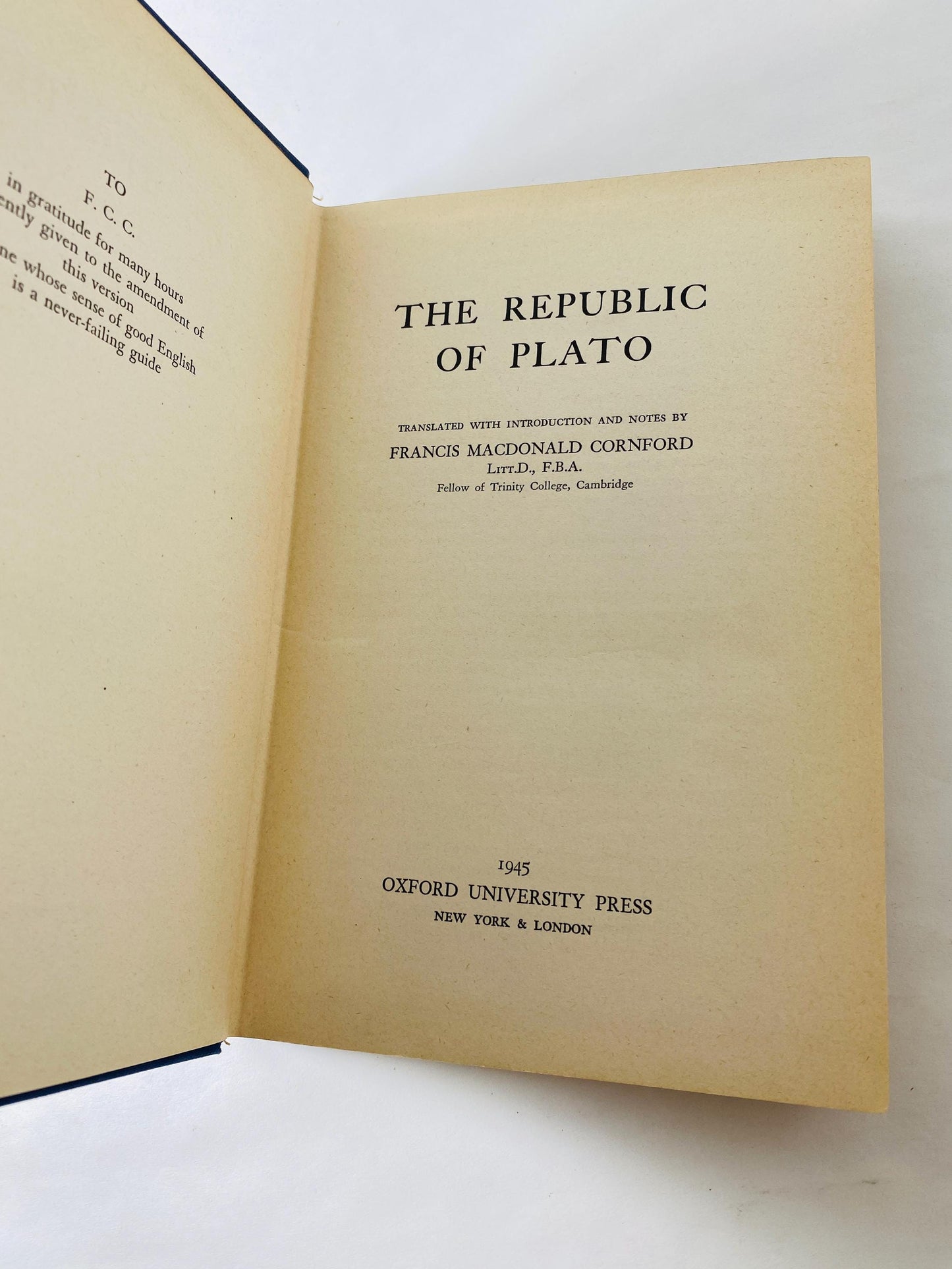 1945 Republic of Plato Oxford University Press Socrates Greek Philosopher