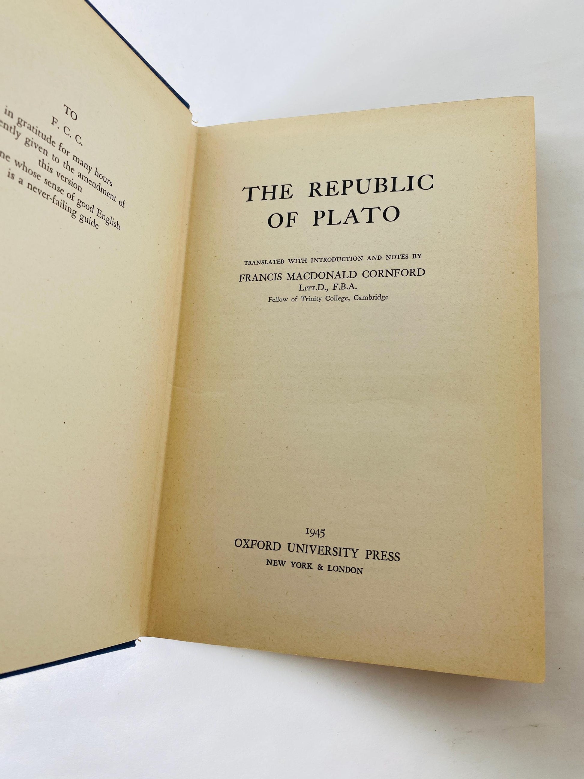1945 Republic of Plato Oxford University Press Socrates Greek Philosopher