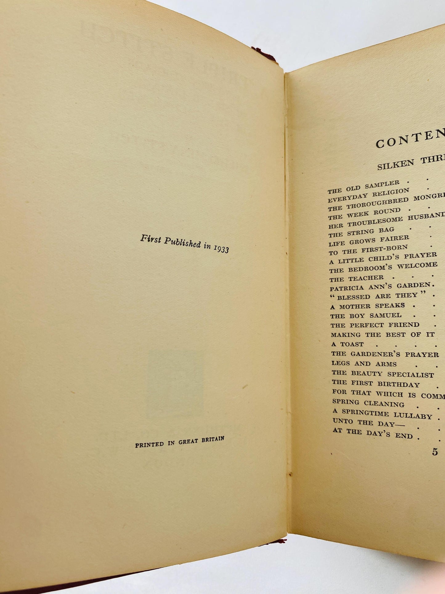 1933 Triple Stitch Wilhelmina Stitch First Edition Vintage Poetry Book Methuen London with beautiful red leather binding
