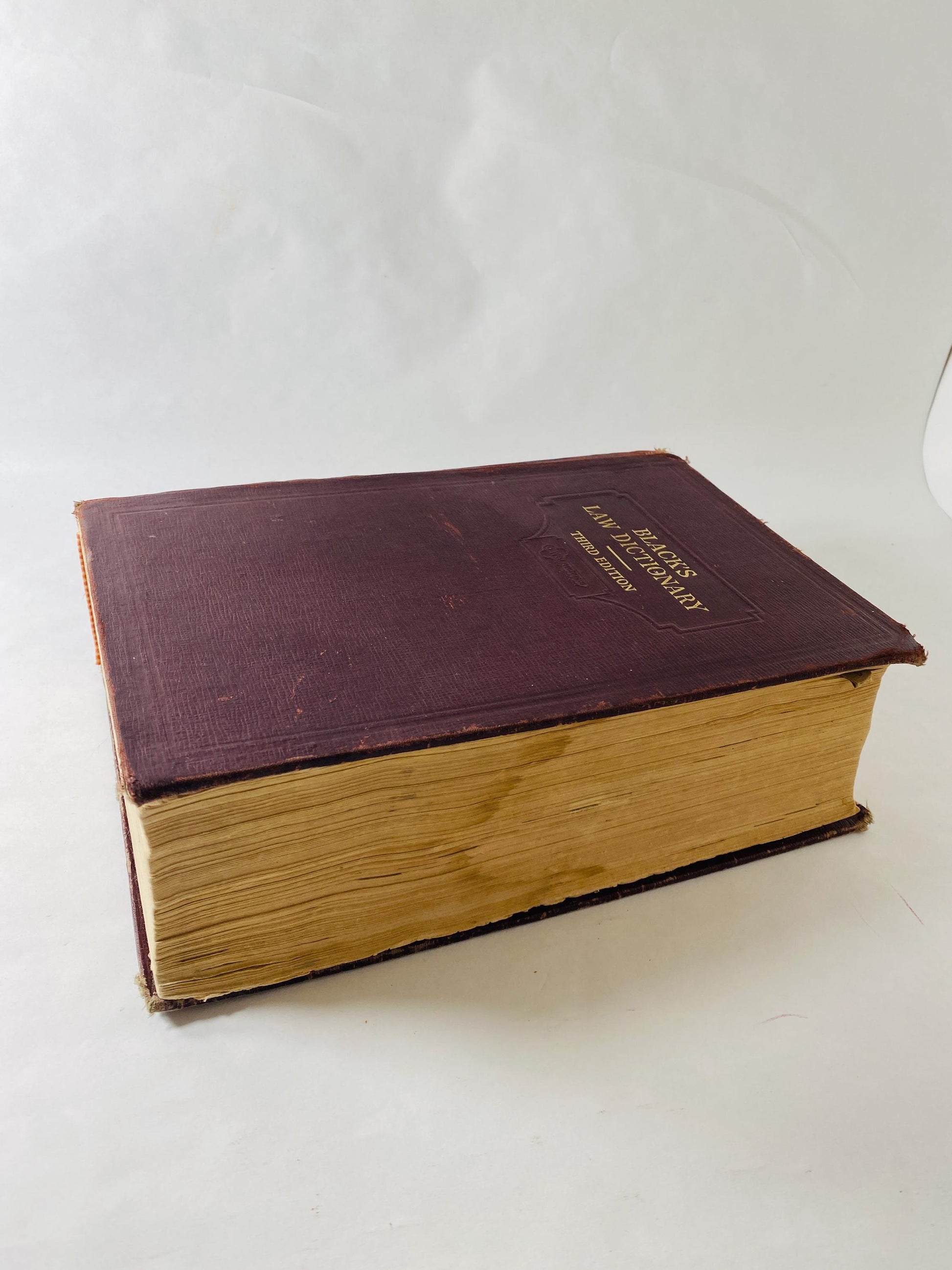 1933 Black's Law Dictionary Book 3d Edition vintage burgundy brown Henry Campbell Black West Publishing Law School Bar Gift POOR Condition