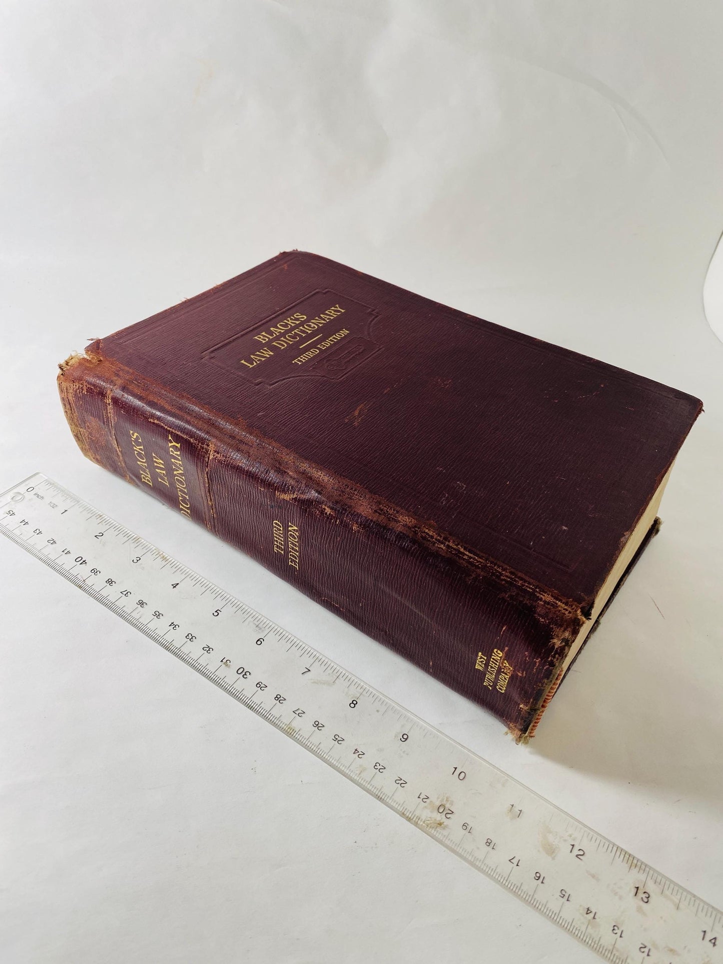 1933 Black's Law Dictionary Book 3d Edition vintage burgundy brown Henry Campbell Black West Publishing Law School Bar Gift POOR Condition