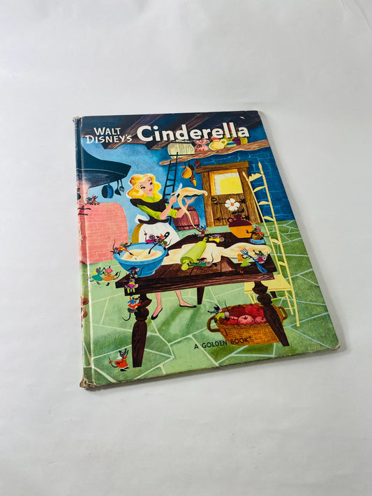 Walt Disney Cinderella LARGE vintage children's book circa 1981 GORGEOUS illustrations Christmas princess gift