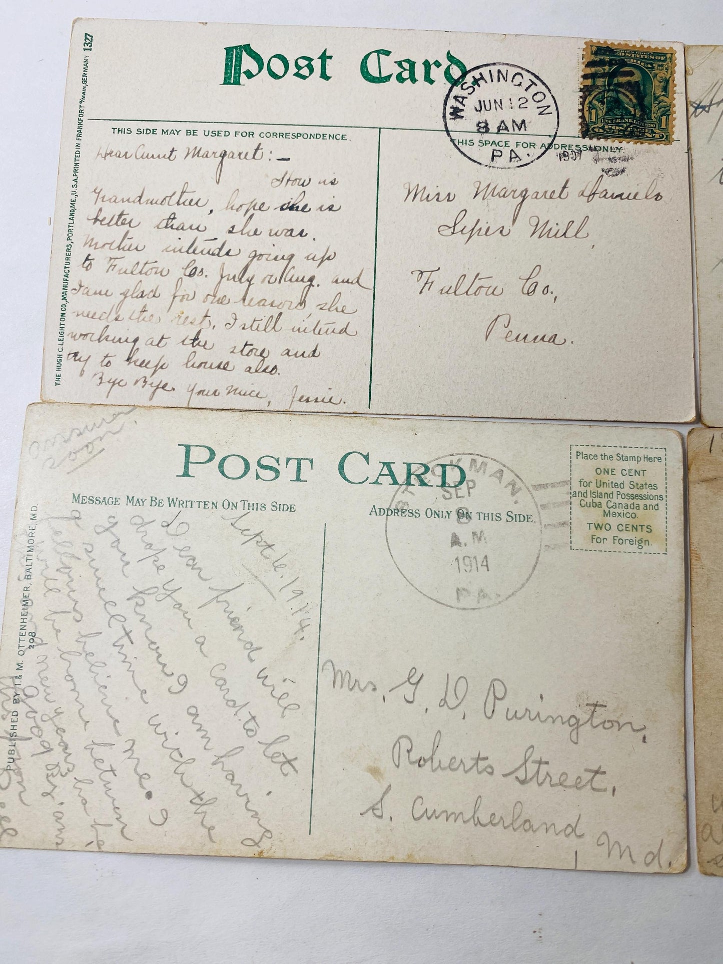 Lot 4 Antique Pennsylvania Maryland Postcards 1920s Baltimore Cumberland Pittsburgh Reading PA Vintage Carnegie Library in Schenley Park