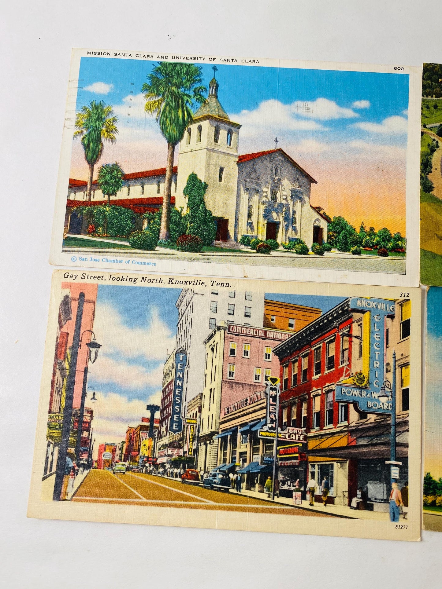 Lot of 4 Vintage Linen Postcards California Colorado Tennessee Virginia Travel Architecture Mission Santa Clara University of Santa Clara