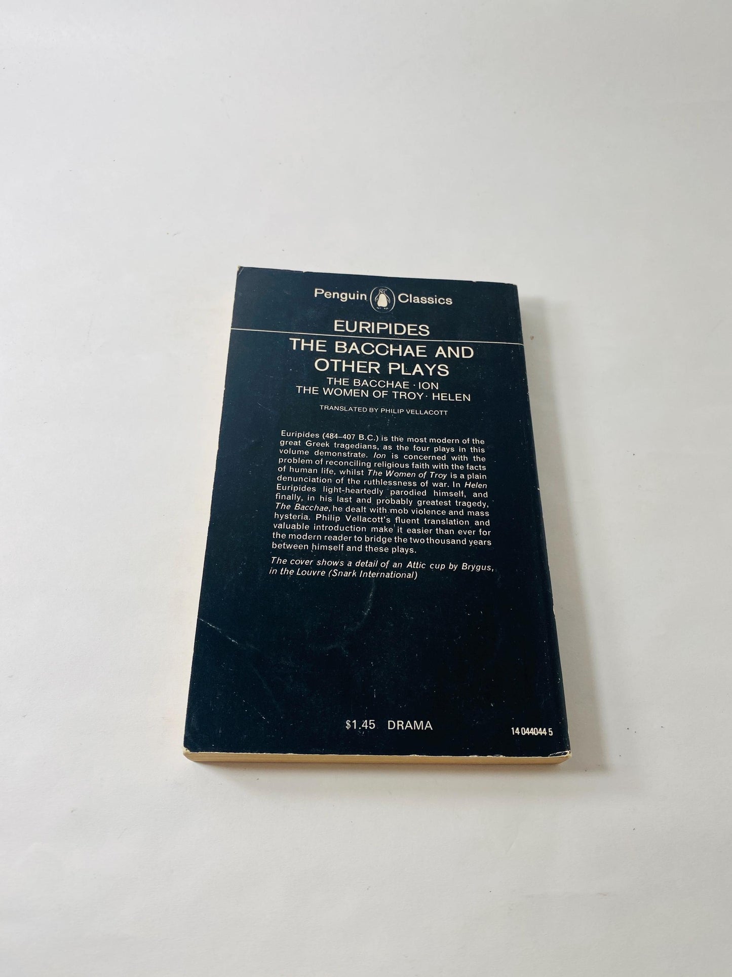 Euripides Vintage philosophy Penguin paperback book Bacchae and Other Plays circa 1970 gift literature shelfie