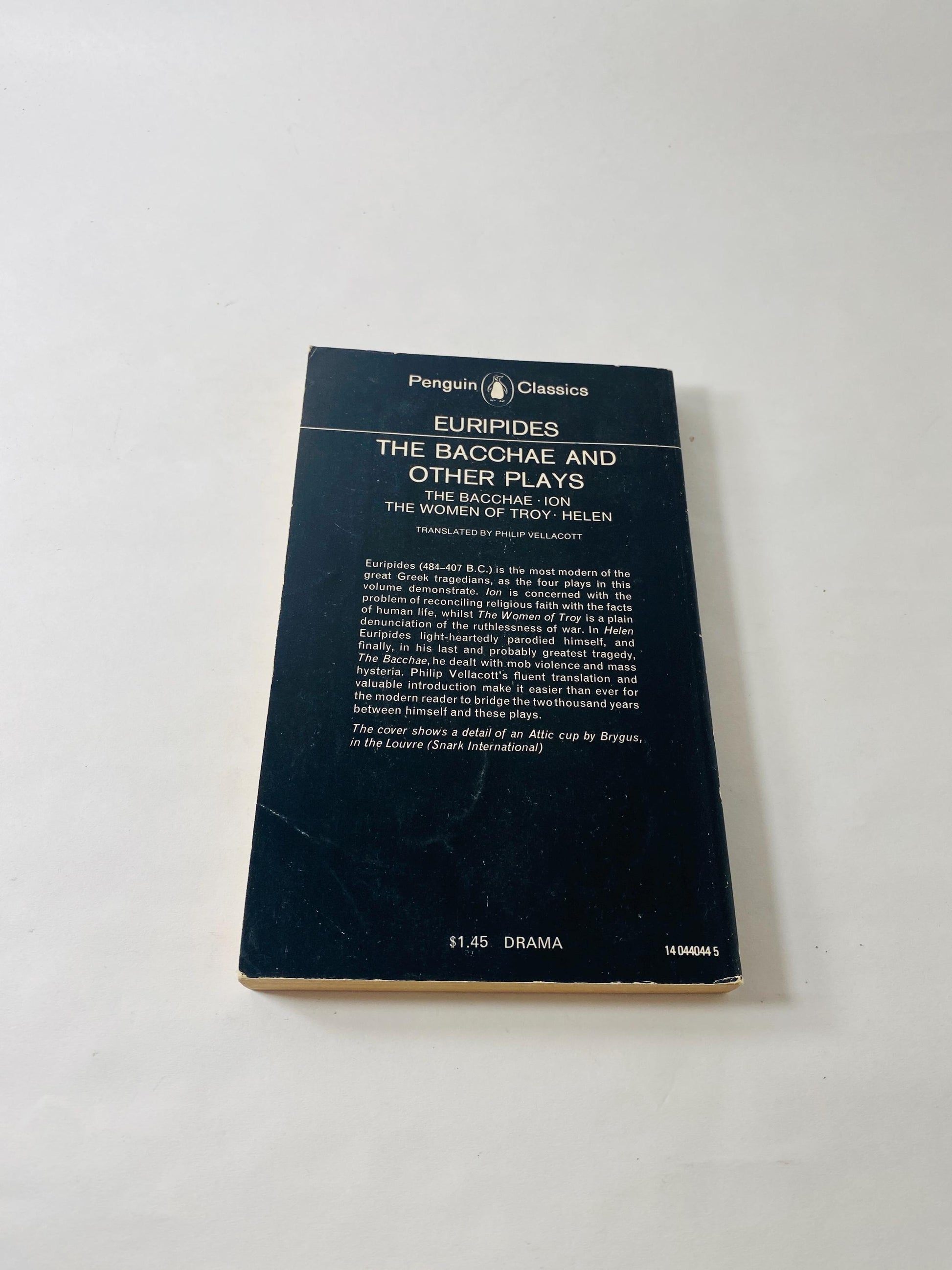Euripides Vintage philosophy Penguin paperback book Bacchae and Other Plays circa 1970 gift literature shelfie