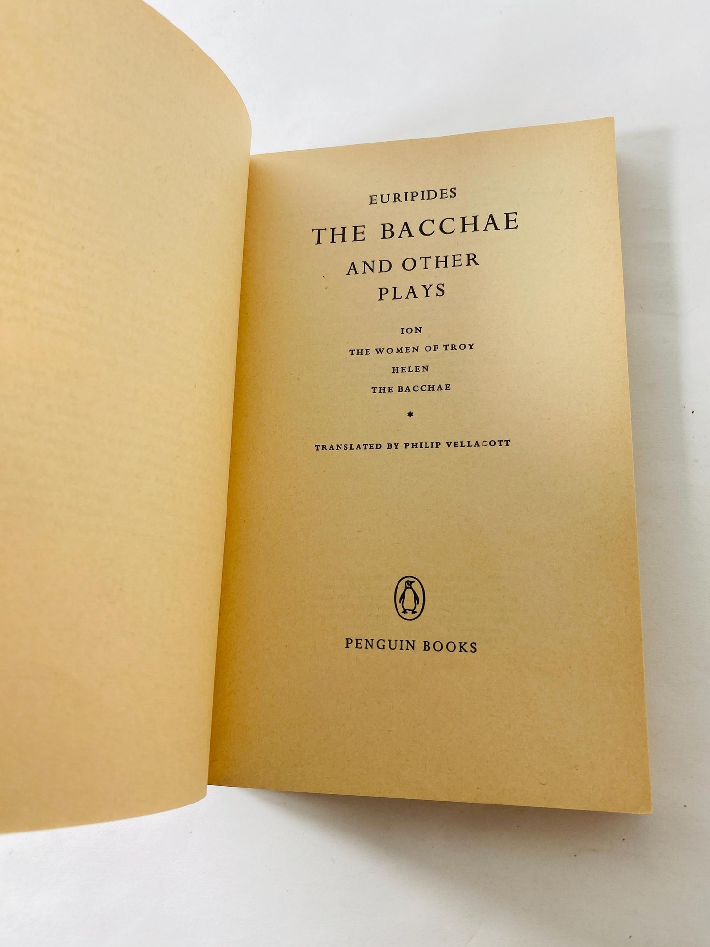 Euripides Vintage philosophy Penguin paperback book Bacchae and Other Plays circa 1970 gift literature shelfie