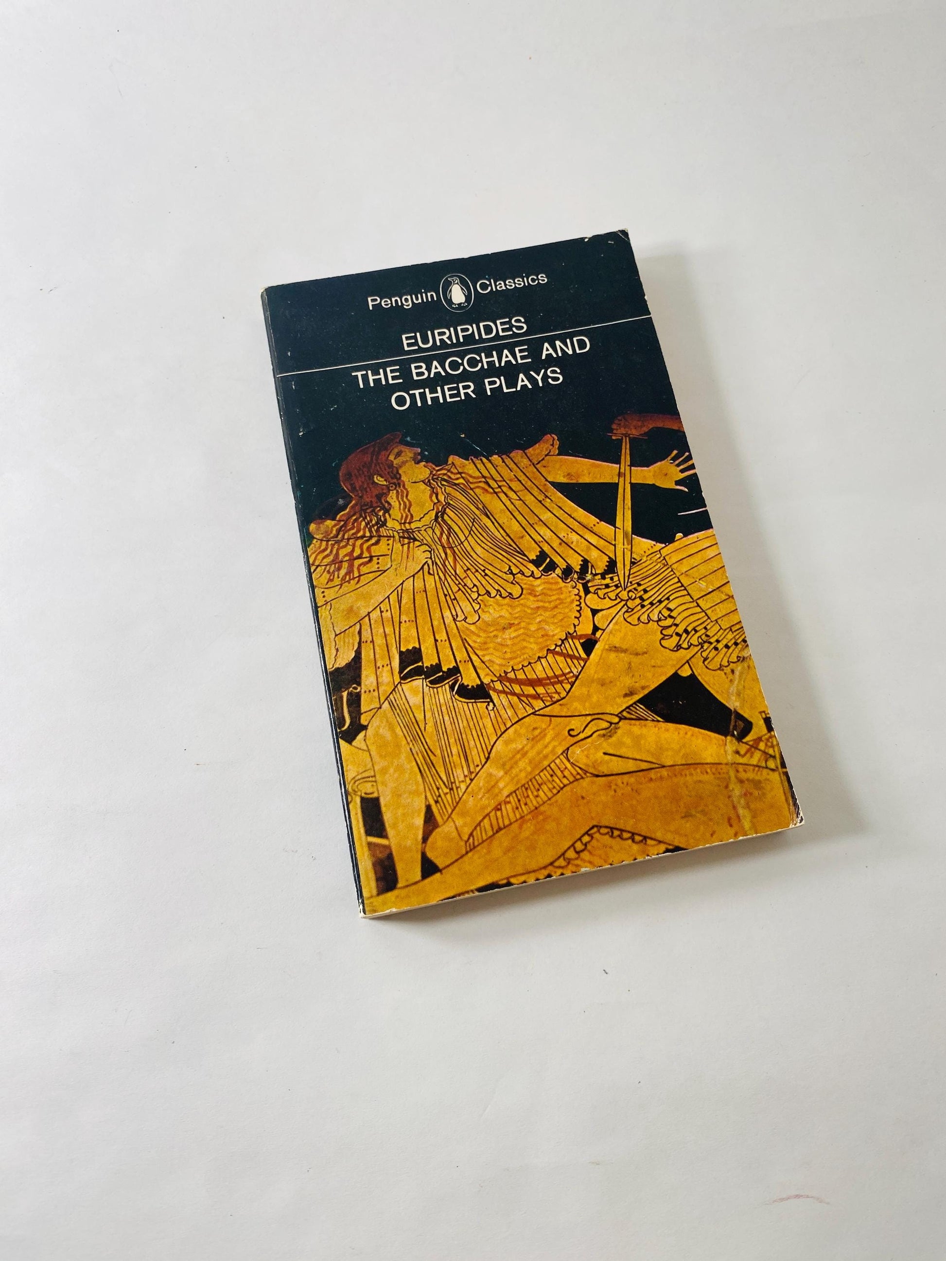 Euripides Vintage philosophy Penguin paperback book Bacchae and Other Plays circa 1970 gift literature shelfie