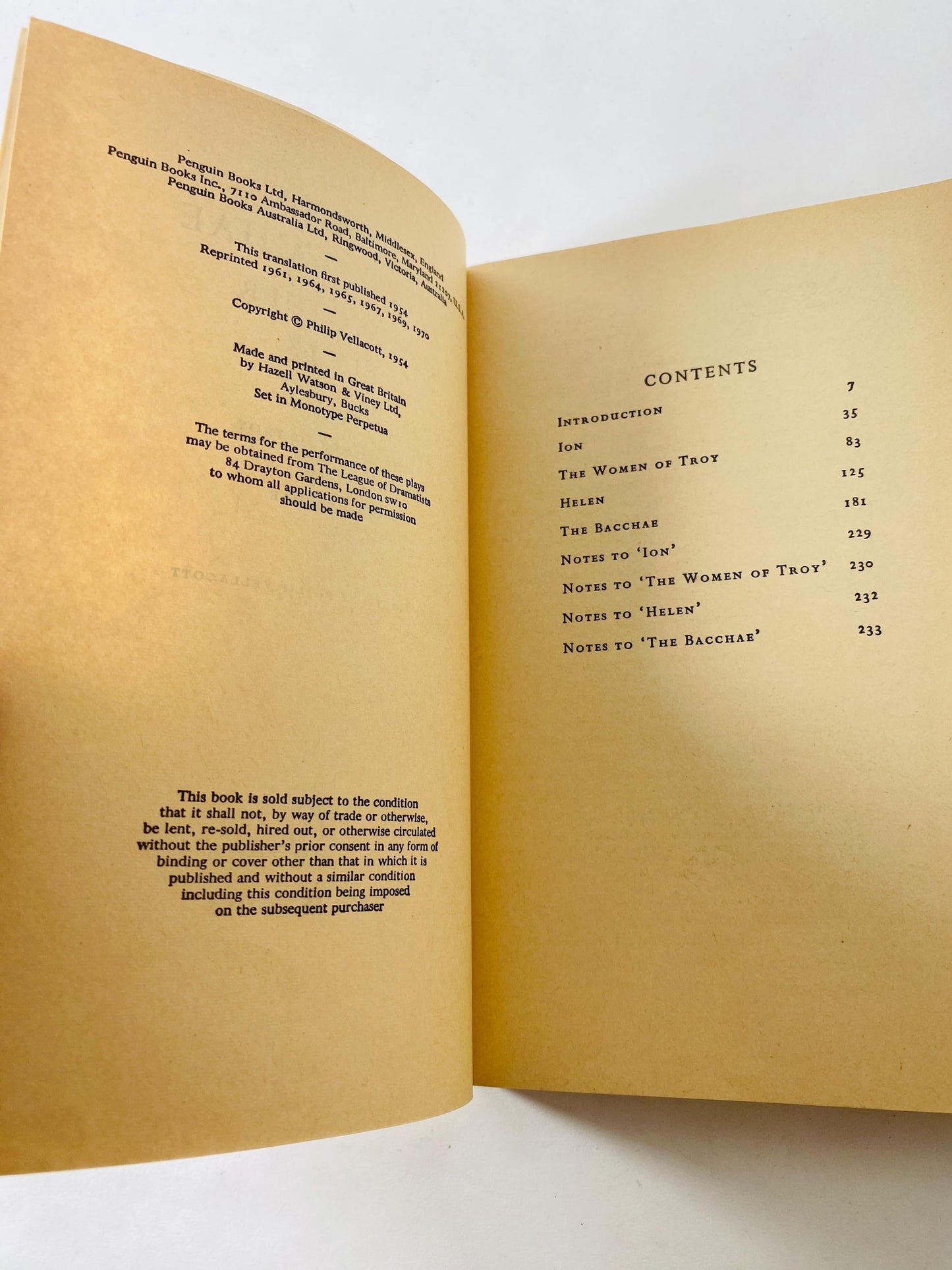 Euripides Vintage philosophy Penguin paperback book Bacchae and Other Plays circa 1970 gift literature shelfie