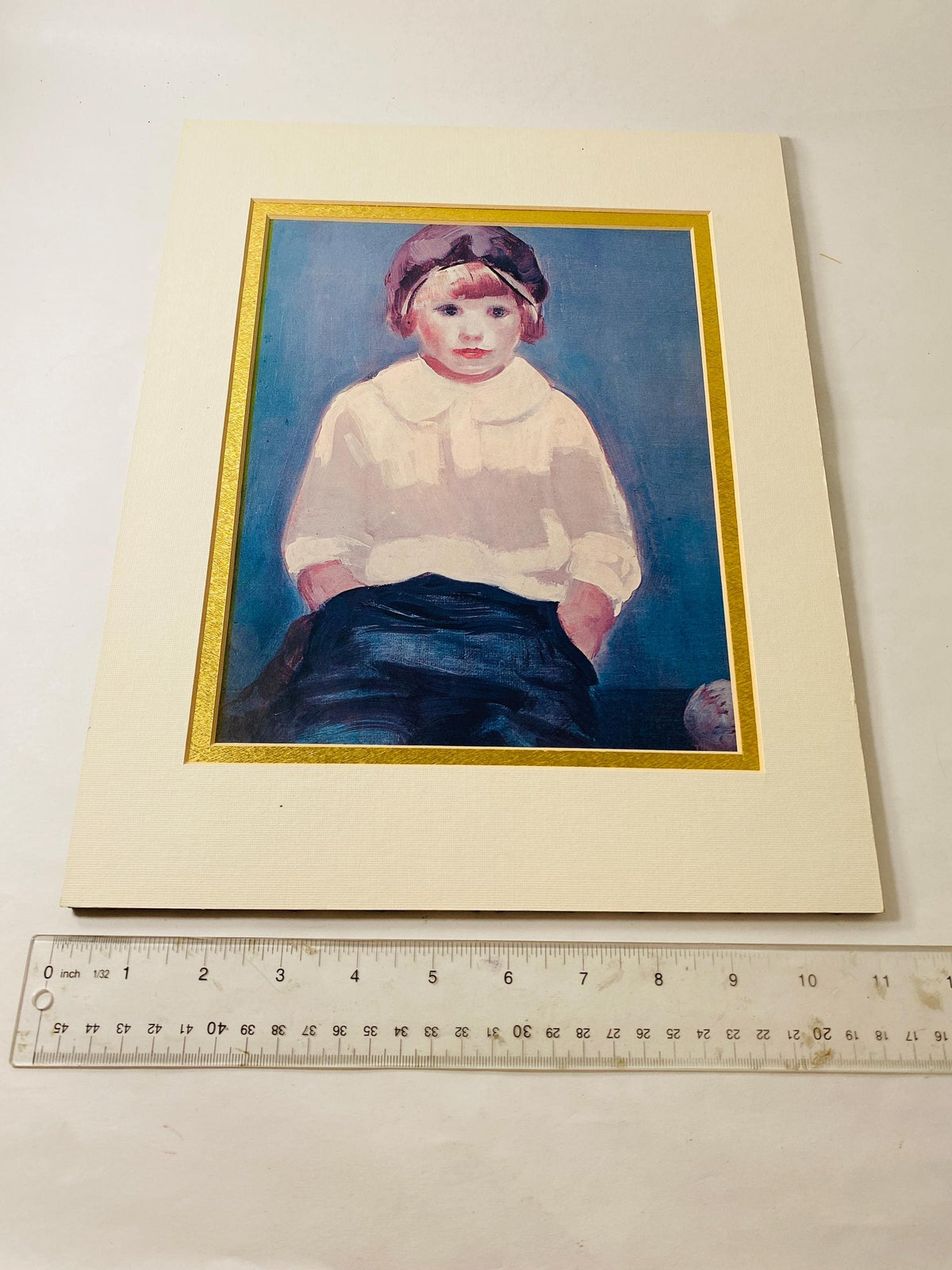 George Benjamin Luks vintage Boy With Baseball Art Print Ashcan School American Matted
