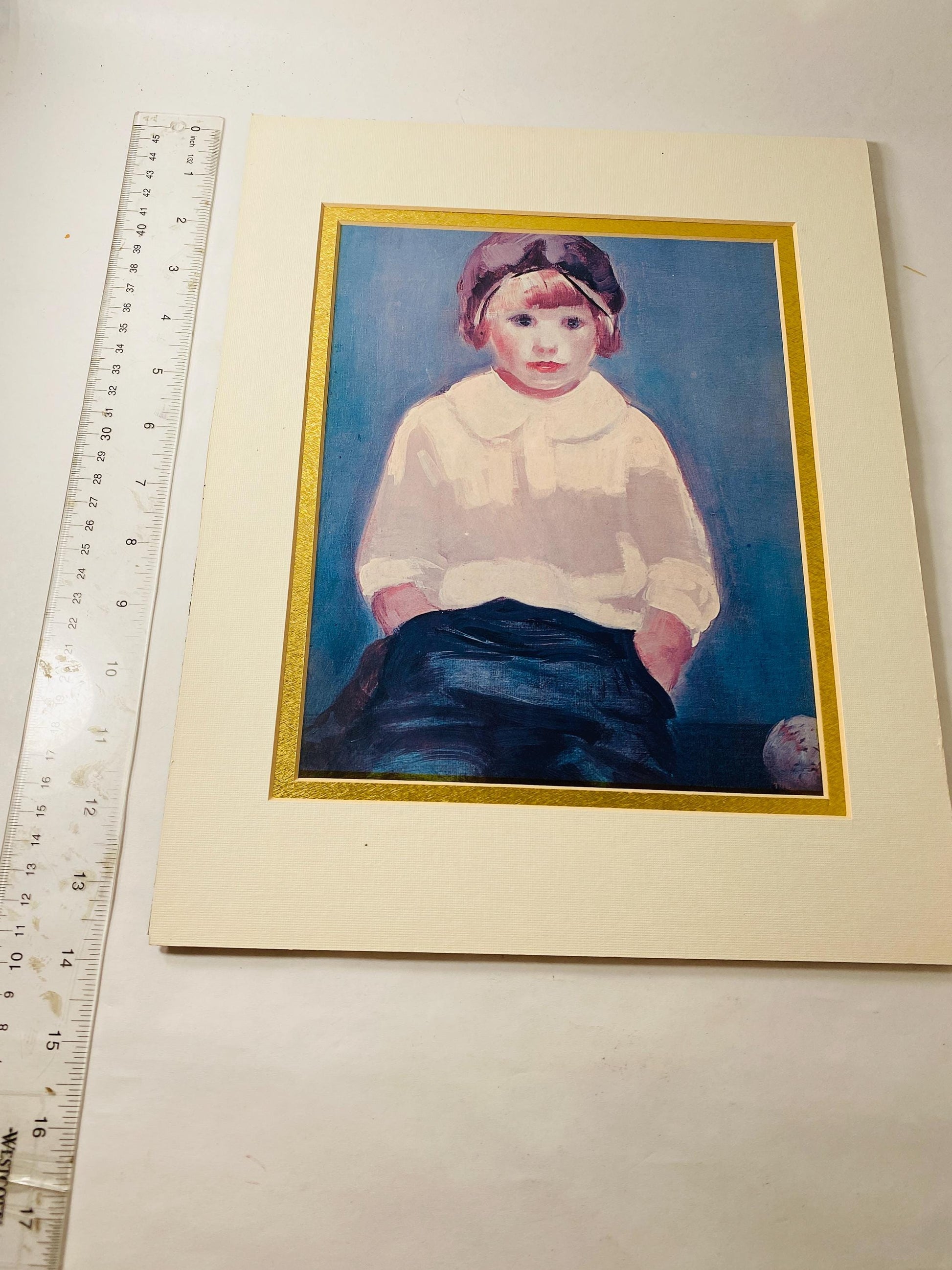 George Benjamin Luks vintage Boy With Baseball Art Print Ashcan School American Matted