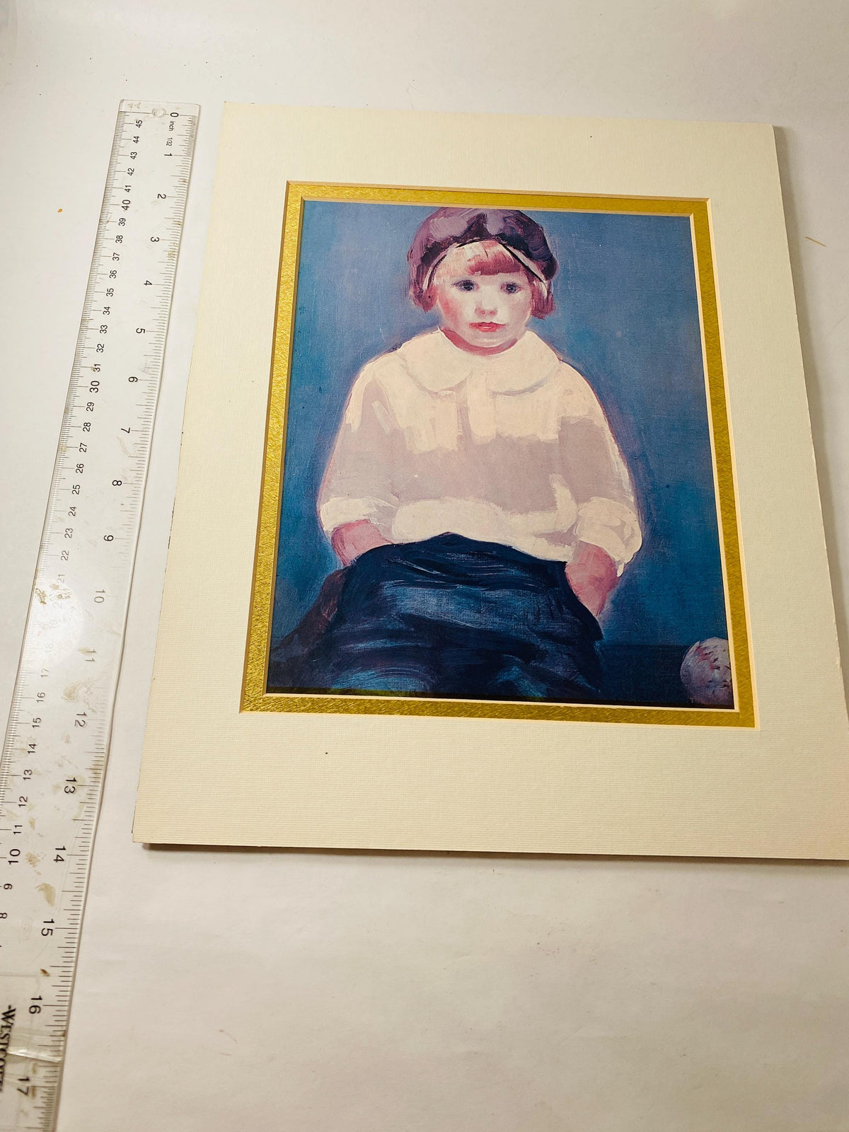 George Benjamin Luks vintage Boy With Baseball Art Print Ashcan School American Matted