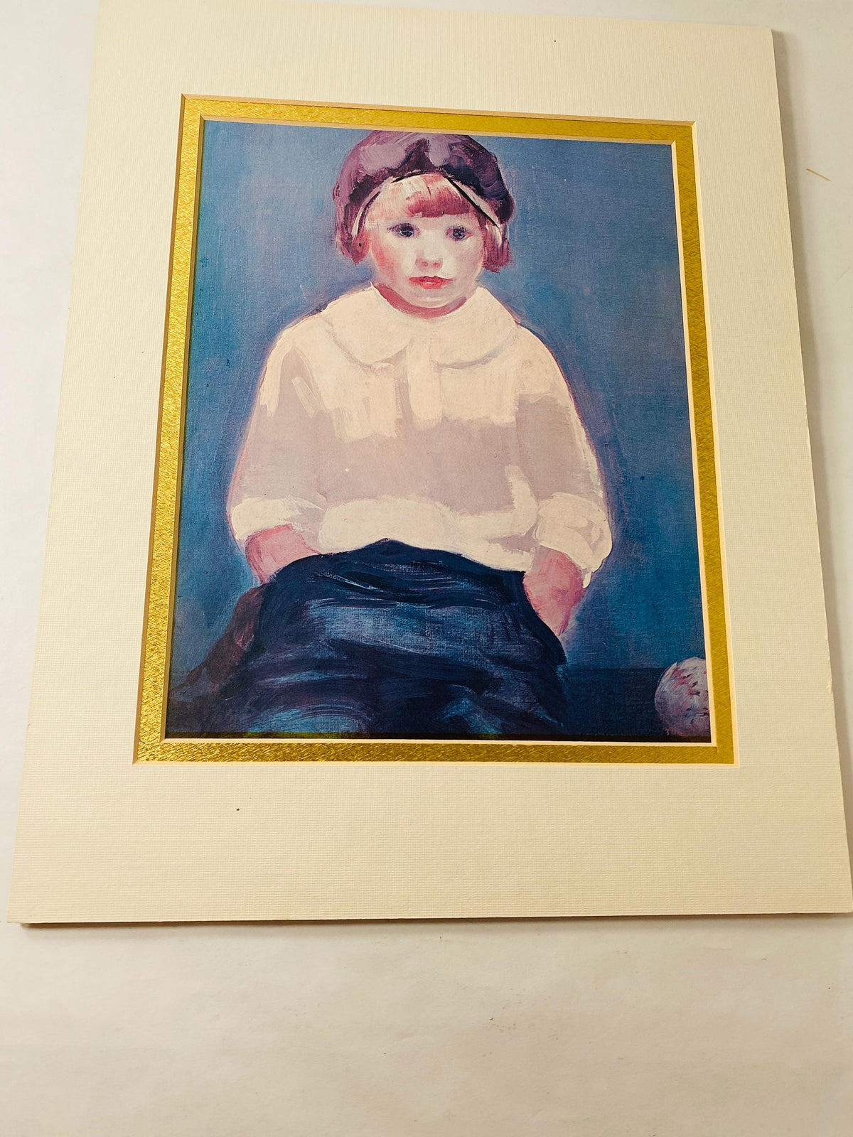 George Benjamin Luks vintage Boy With Baseball Art Print Ashcan School American Matted
