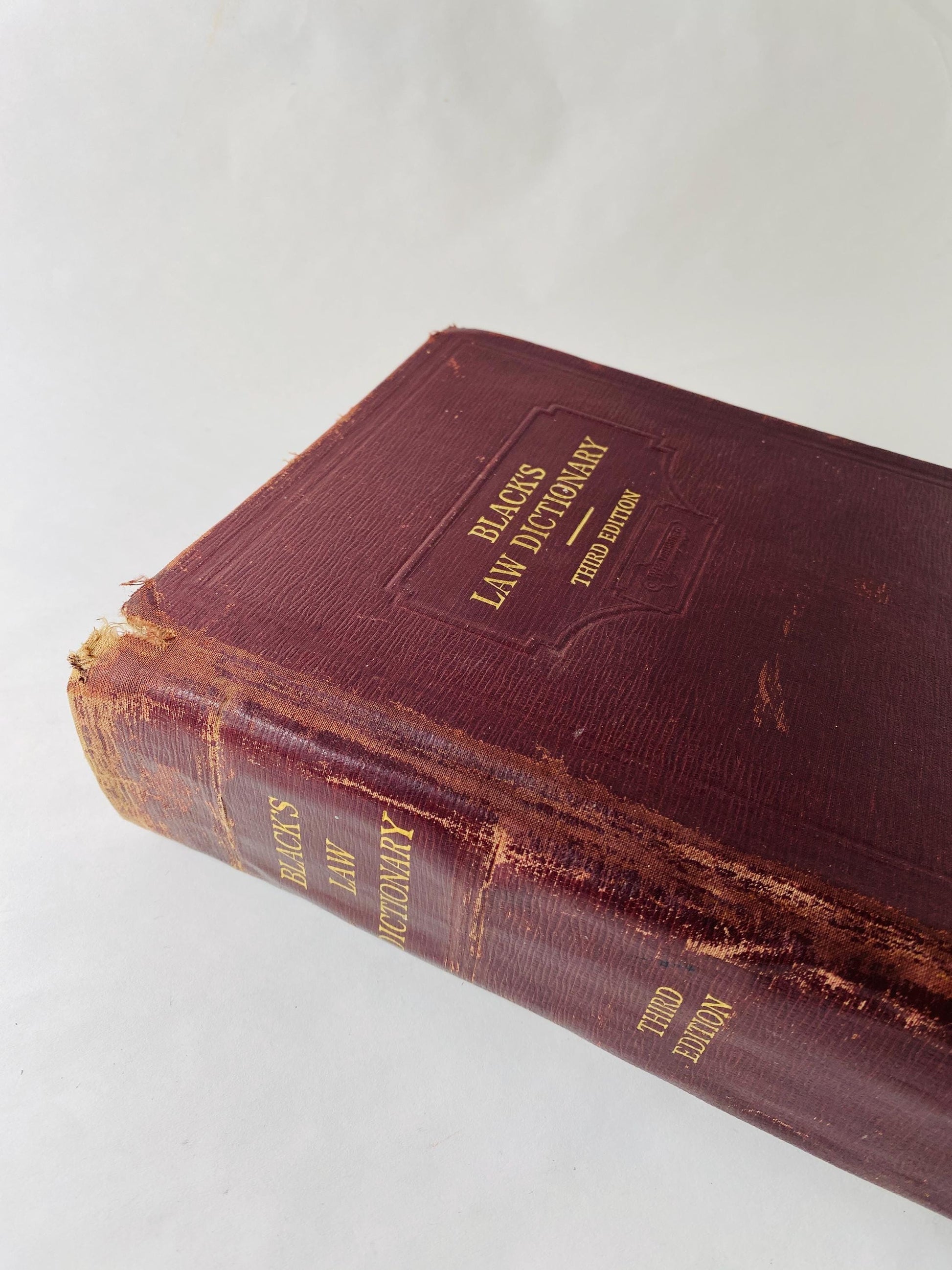 1933 Black's Law Dictionary Book 3d Edition vintage burgundy brown Henry Campbell Black West Publishing Law School Bar Gift POOR Condition
