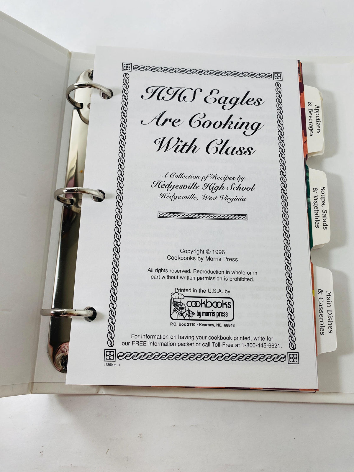 Hedgesville High School West Virginia vintage cookbok recipes FIRST EDITION circa 1996