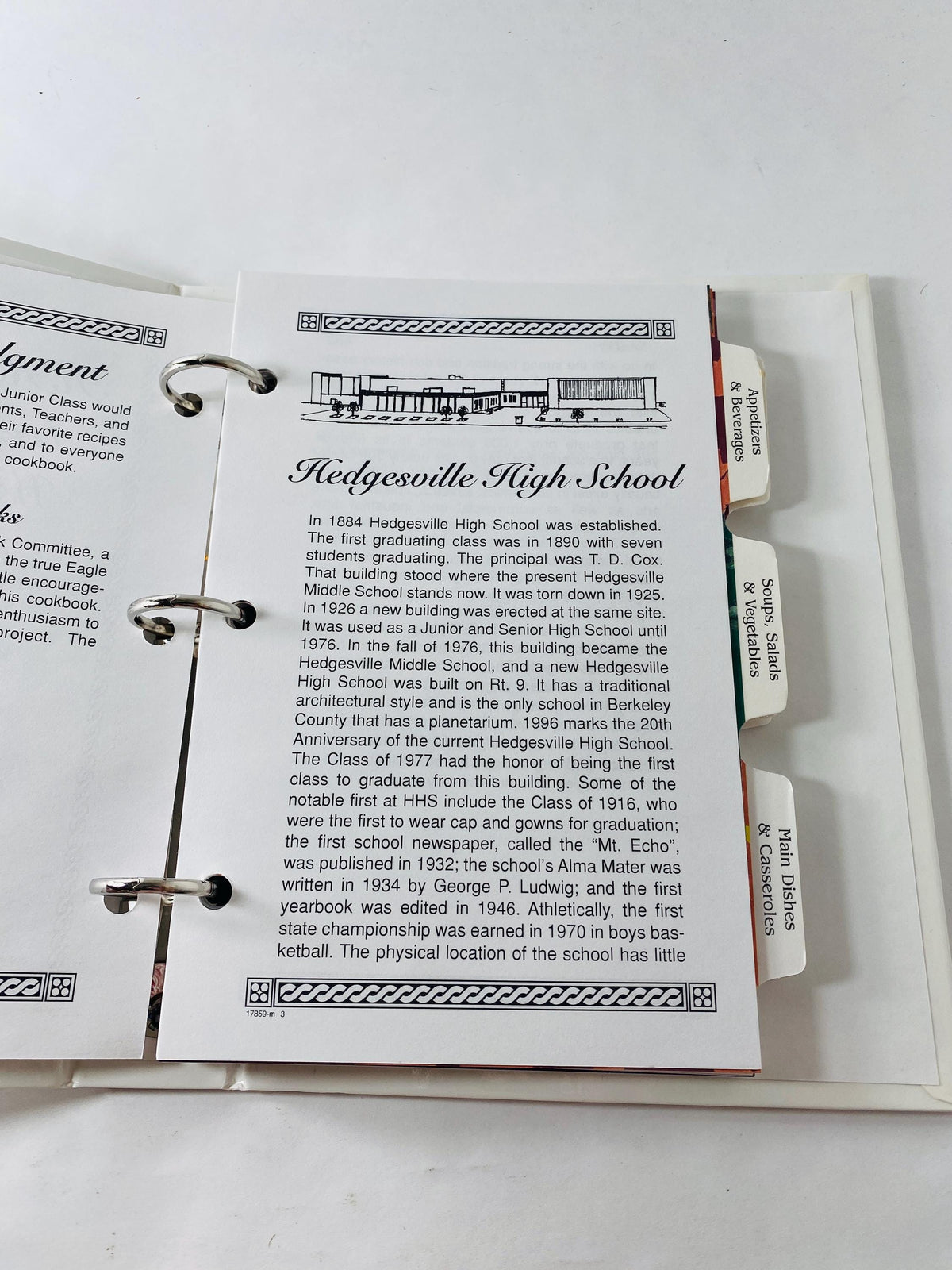 Hedgesville High School West Virginia vintage cookbok recipes FIRST EDITION circa 1996