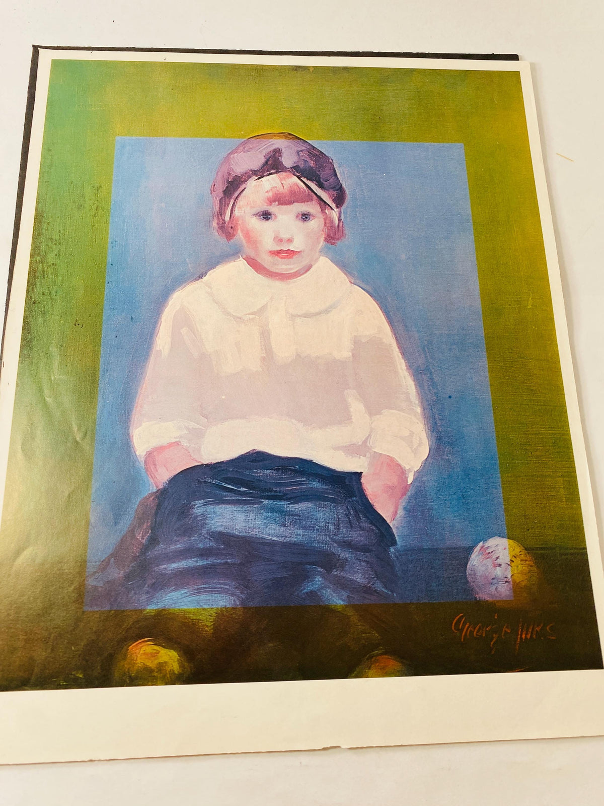 George Benjamin Luks vintage Boy With Baseball Art Print Ashcan School American Matted