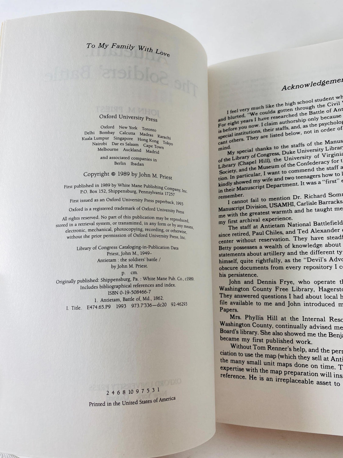 Antietam vintage paperbacl book The Soldiers’ Battle John Michael Priest 1993 Oxford Civil War History Maps Sharpsburg Maryland