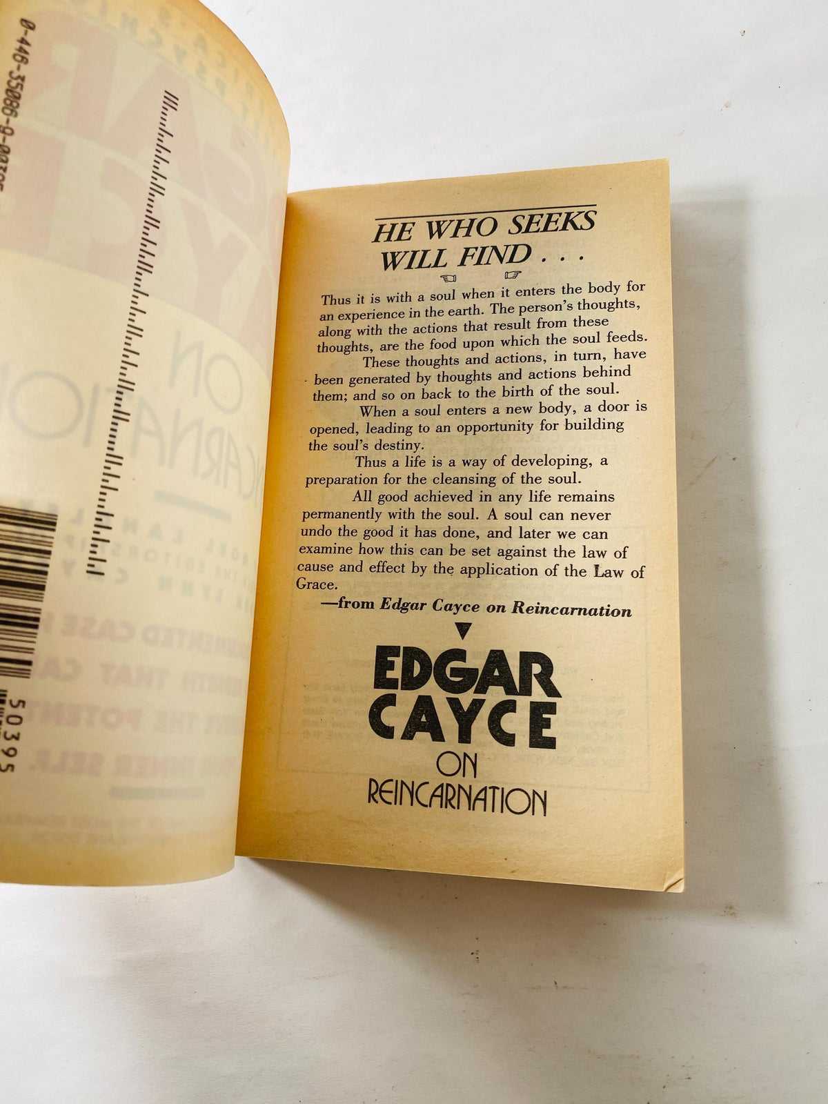 Edgar Cayce on Reincarnation vintage paperback book by Noel Langley circa 1967 Occult speak communication with deceased spirit Past Lives