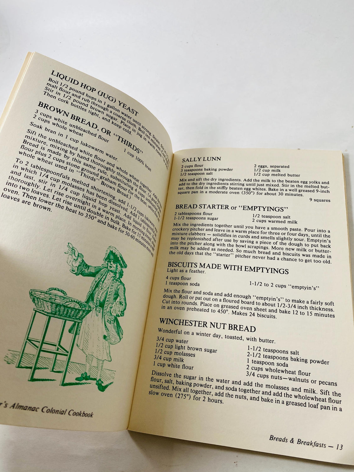 Colonial Cookbook by Old Farmer's Almanac circa 1976 Vintage cookbook booklet Breads; soups; desserts; health drinking; medical cures
