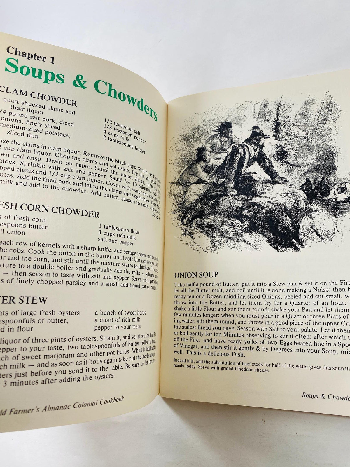 Colonial Cookbook by Old Farmer's Almanac circa 1976 Vintage cookbook booklet Breads; soups; desserts; health drinking; medical cures