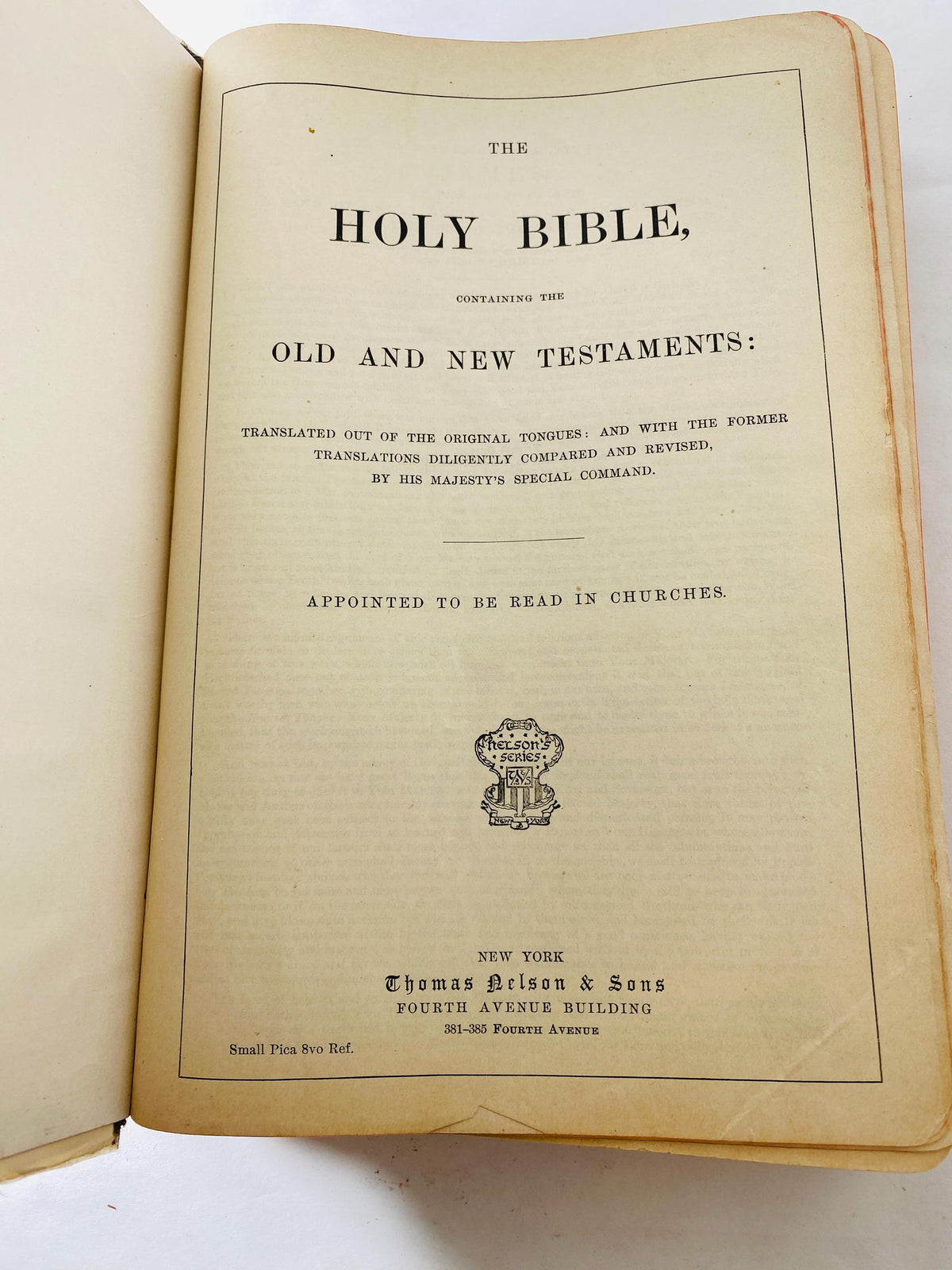 Antique 1910s Holy Bible KJV Thomas Nelson & Sons New York Reference Edition Illustrated Gilt Cover Presentation Gift Bible